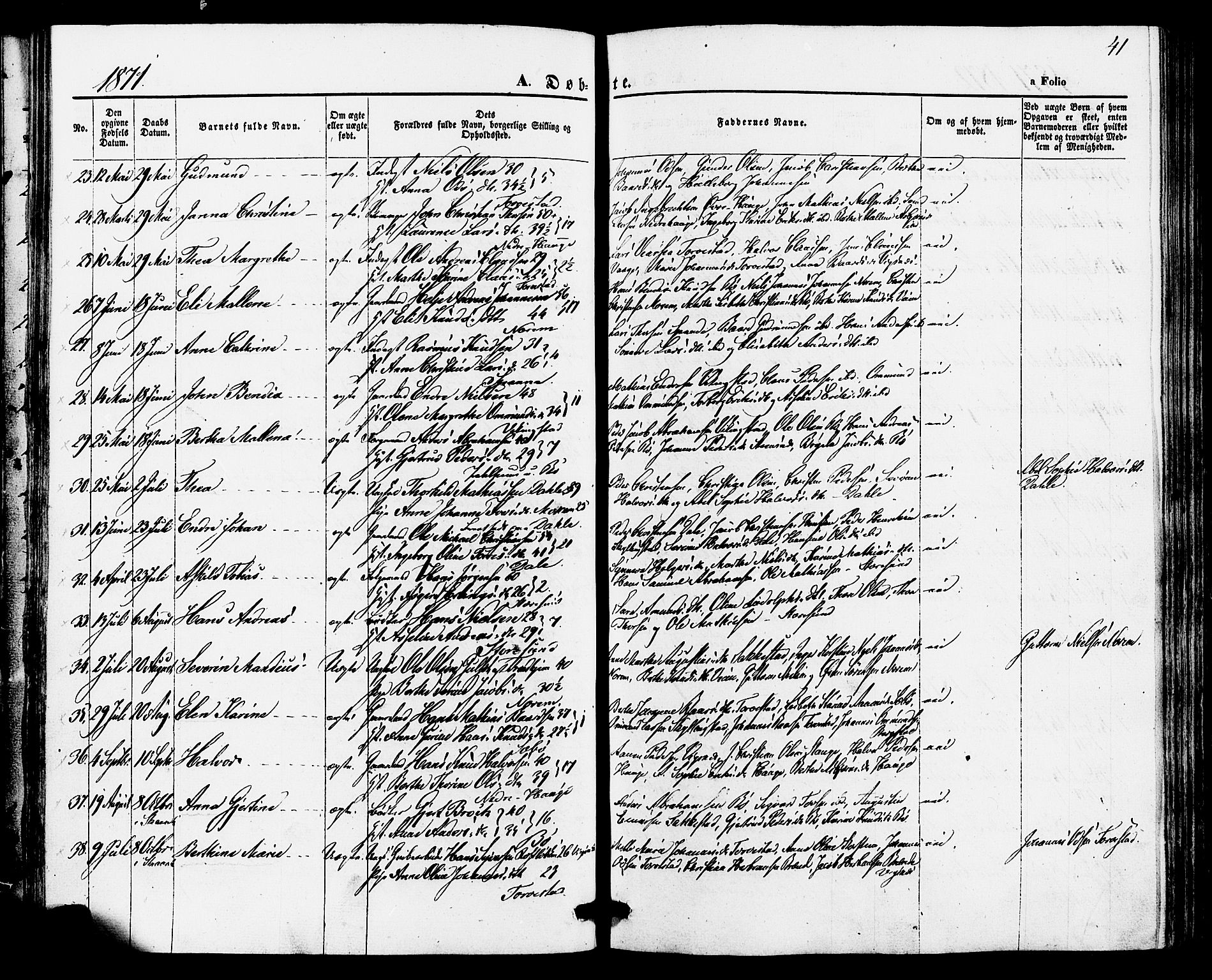 Torvastad sokneprestkontor, AV/SAST-A -101857/H/Ha/Haa/L0010: Parish register (official) no. A 10, 1857-1878, p. 41