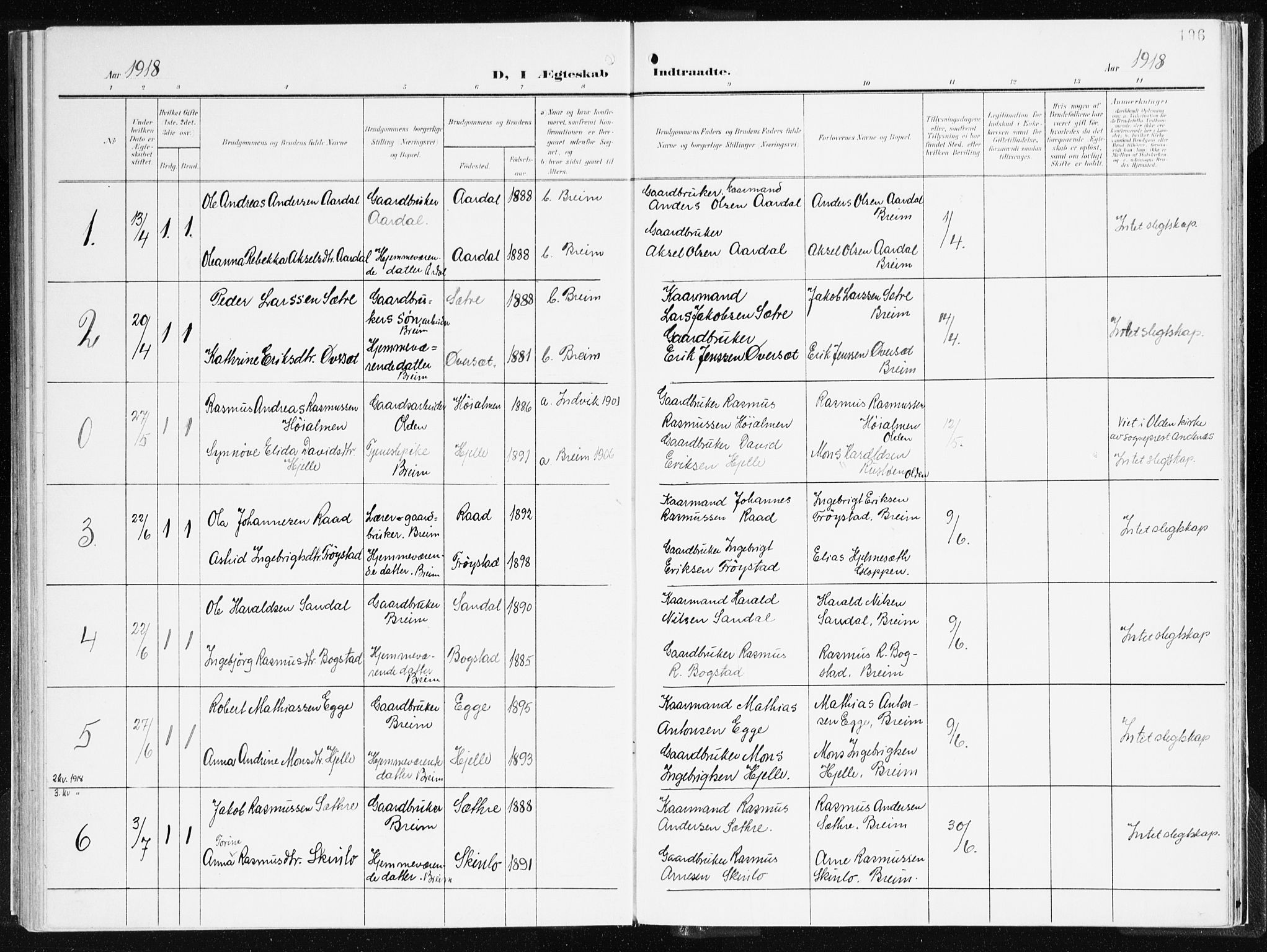 Gloppen sokneprestembete, AV/SAB-A-80101/H/Haa/Haac/L0003: Parish register (official) no. C 3, 1904-1921, p. 196