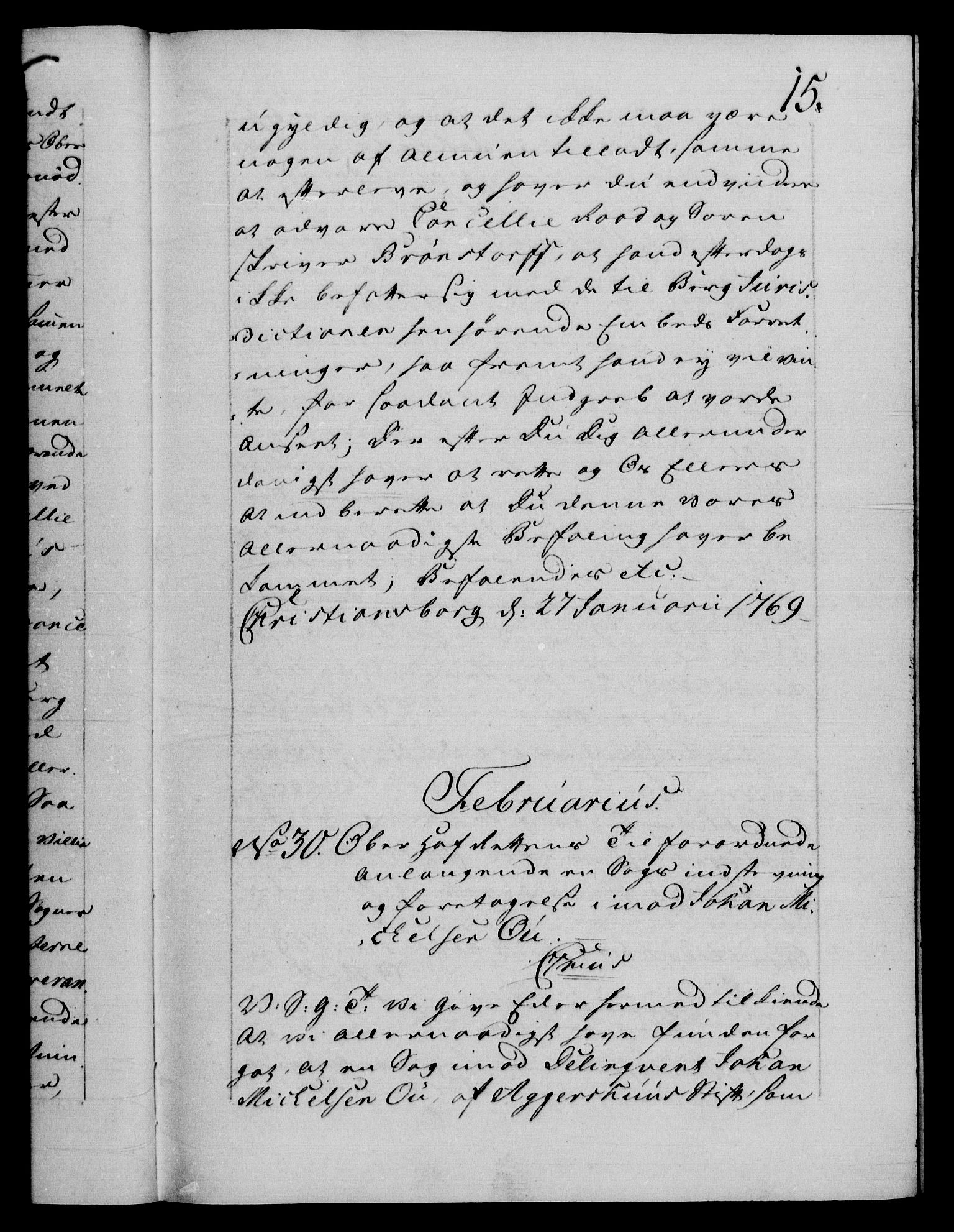 Danske Kanselli 1572-1799, AV/RA-EA-3023/F/Fc/Fca/Fcab/L0039: Norske tegnelser, 1769-1771, p. 15a