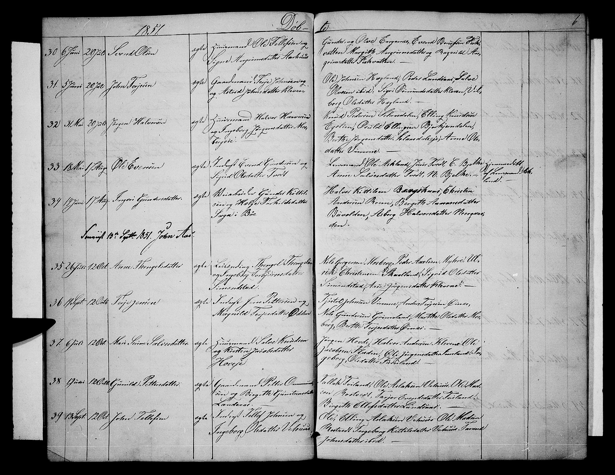 Åmli sokneprestkontor, AV/SAK-1111-0050/F/Fb/Fbc/L0002: Parish register (copy) no. B 2, 1850-1867, p. 6