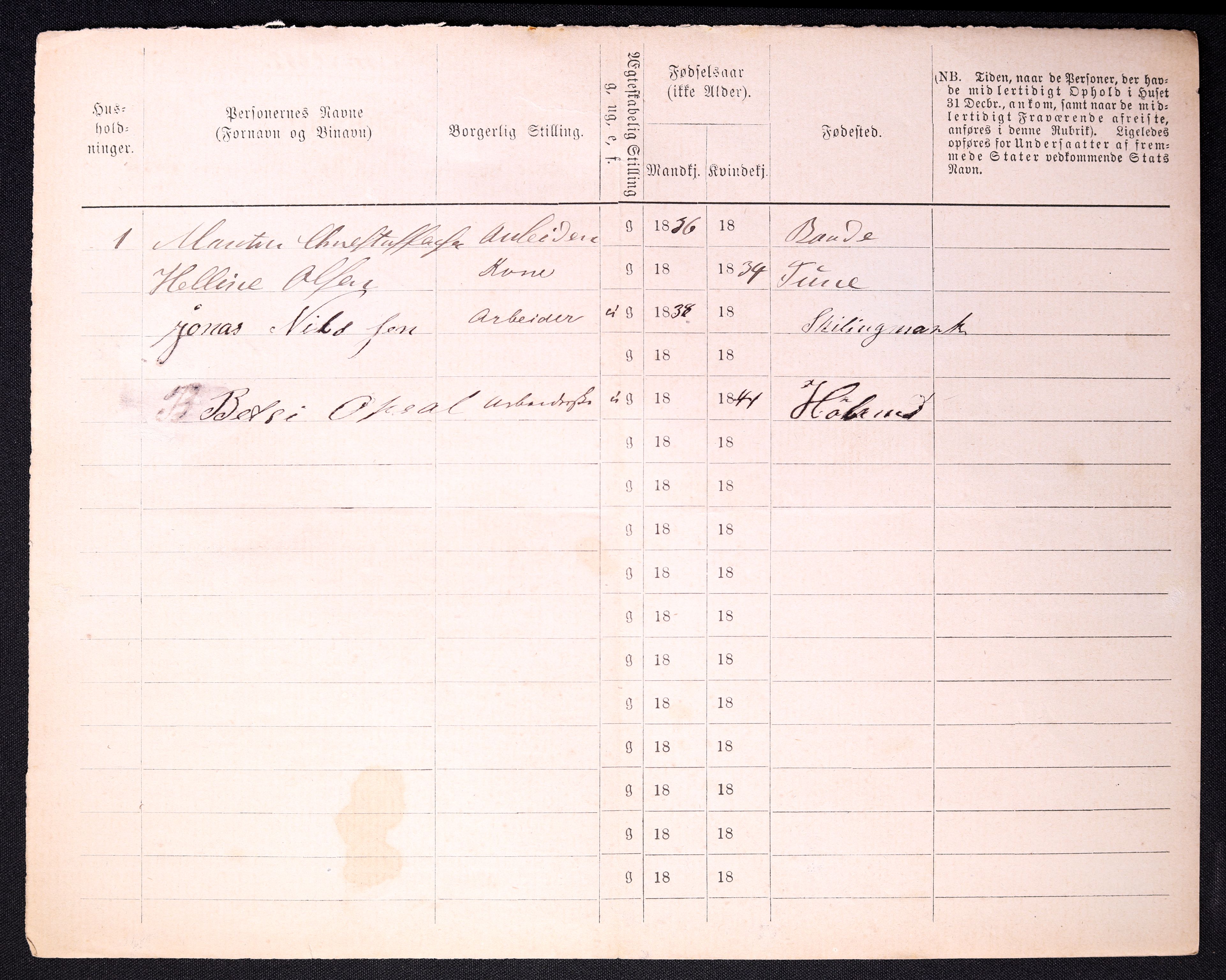 RA, 1870 census for 0103 Fredrikstad, 1870, p. 1326