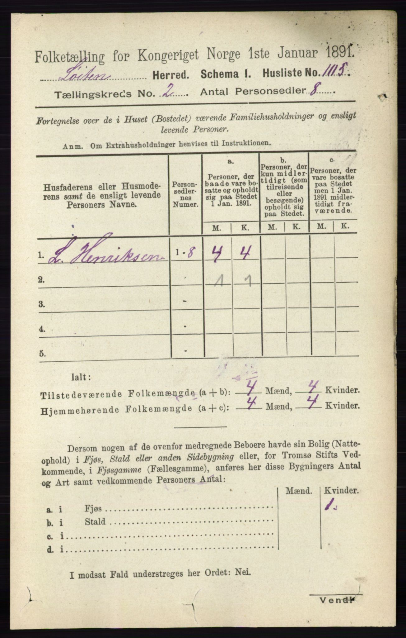 RA, 1891 census for 0415 Løten, 1891, p. 1477