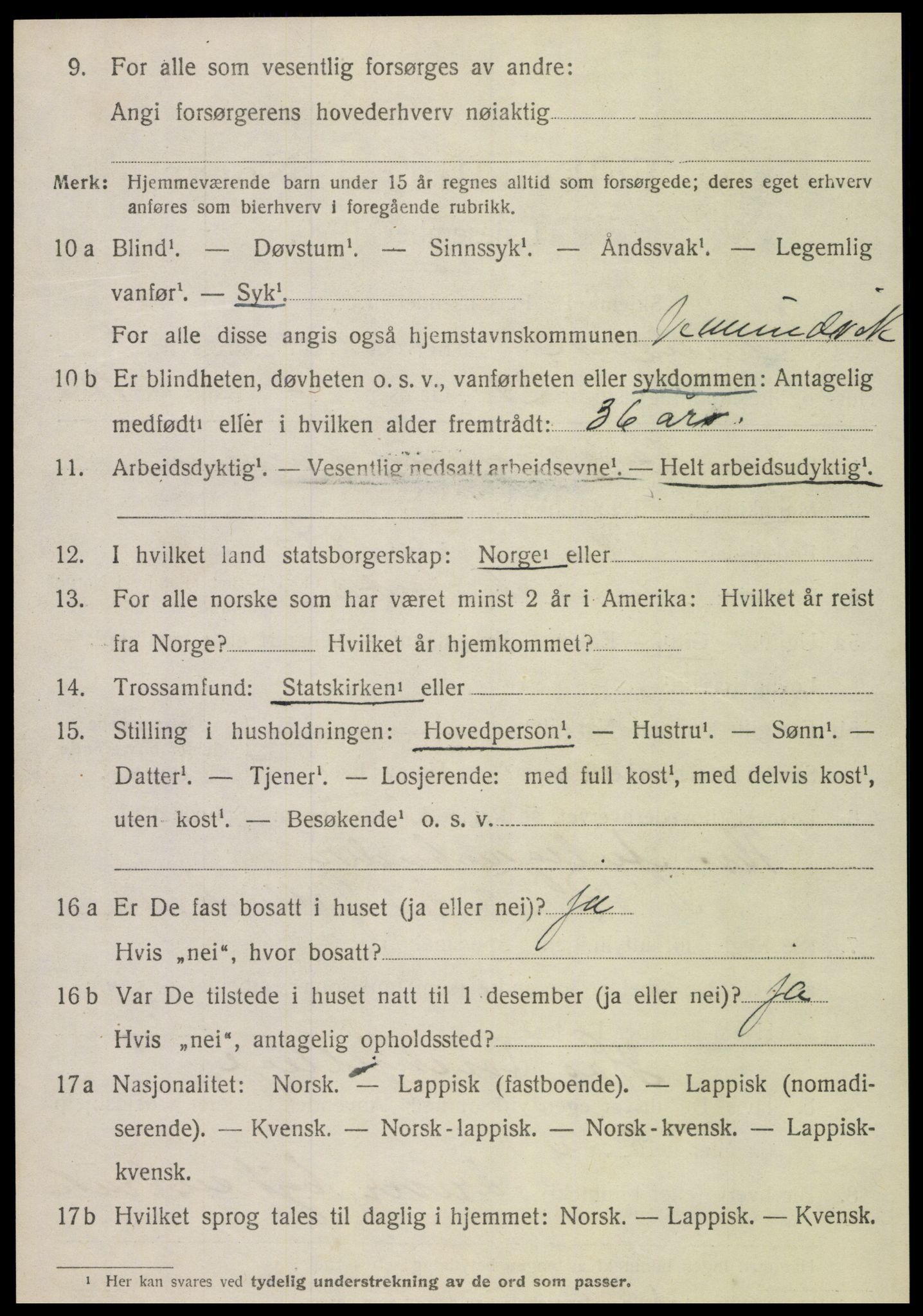 SAT, 1920 census for Vemundvik, 1920, p. 1020