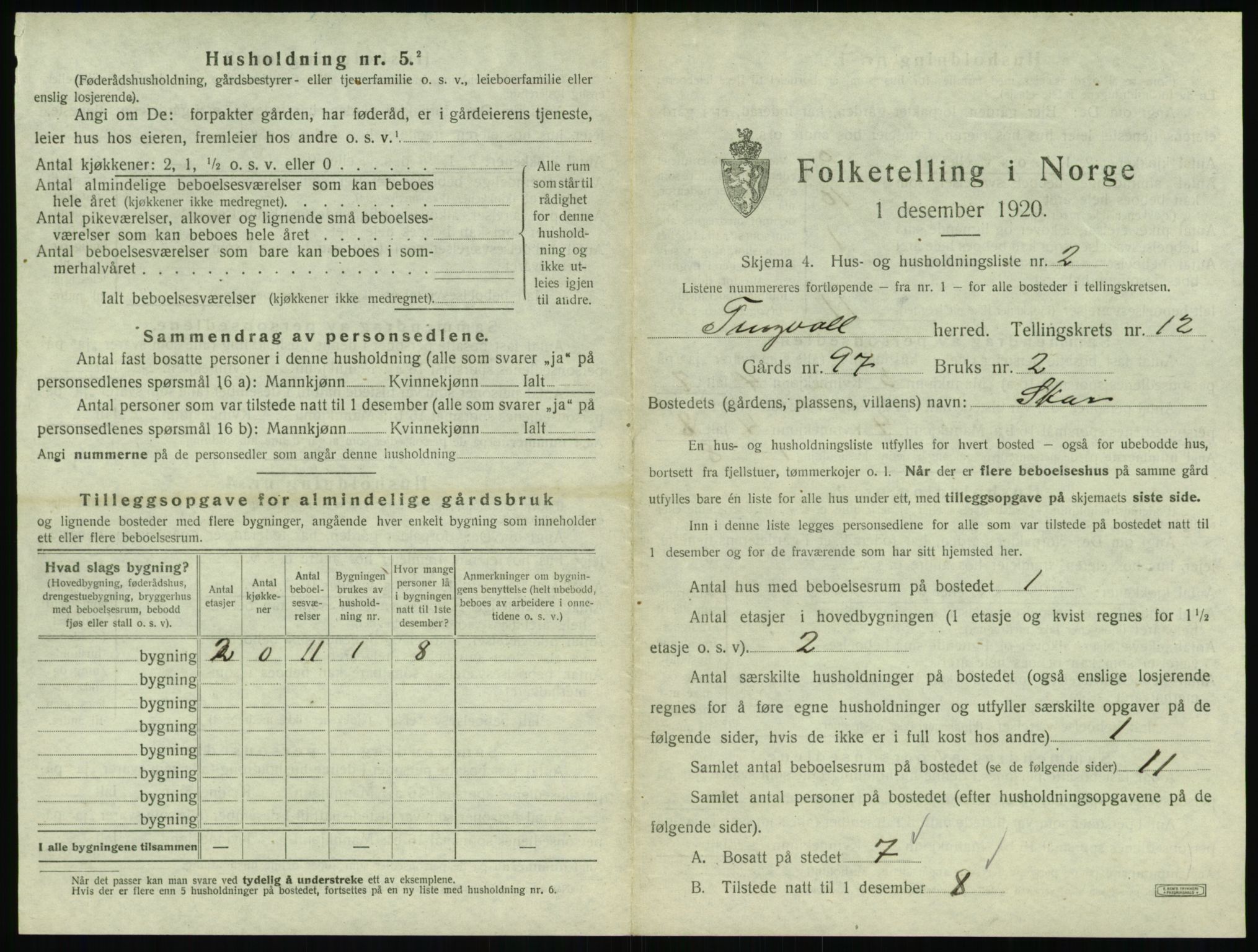 SAT, 1920 census for Tingvoll, 1920, p. 856