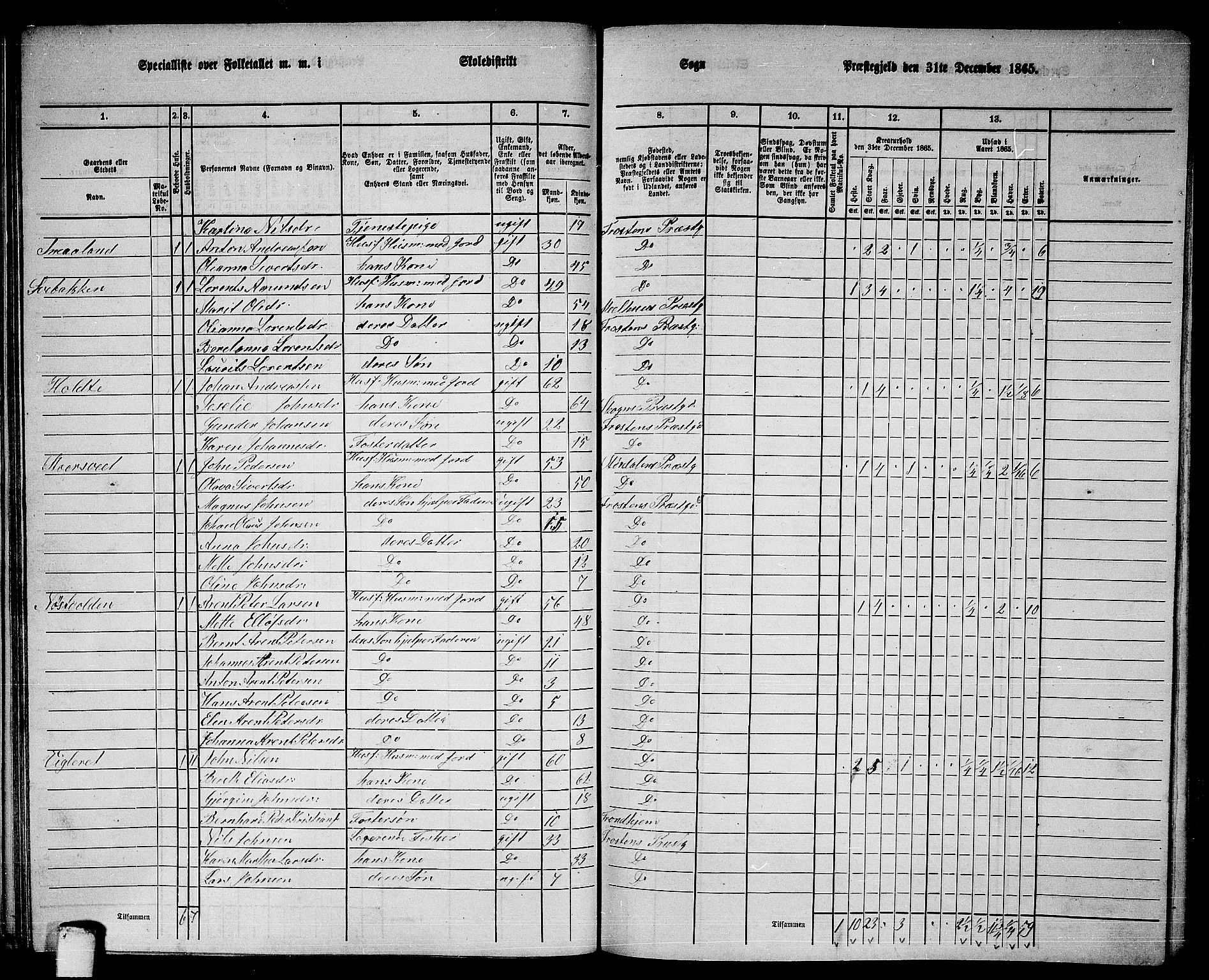 RA, 1865 census for Frosta, 1865, p. 55