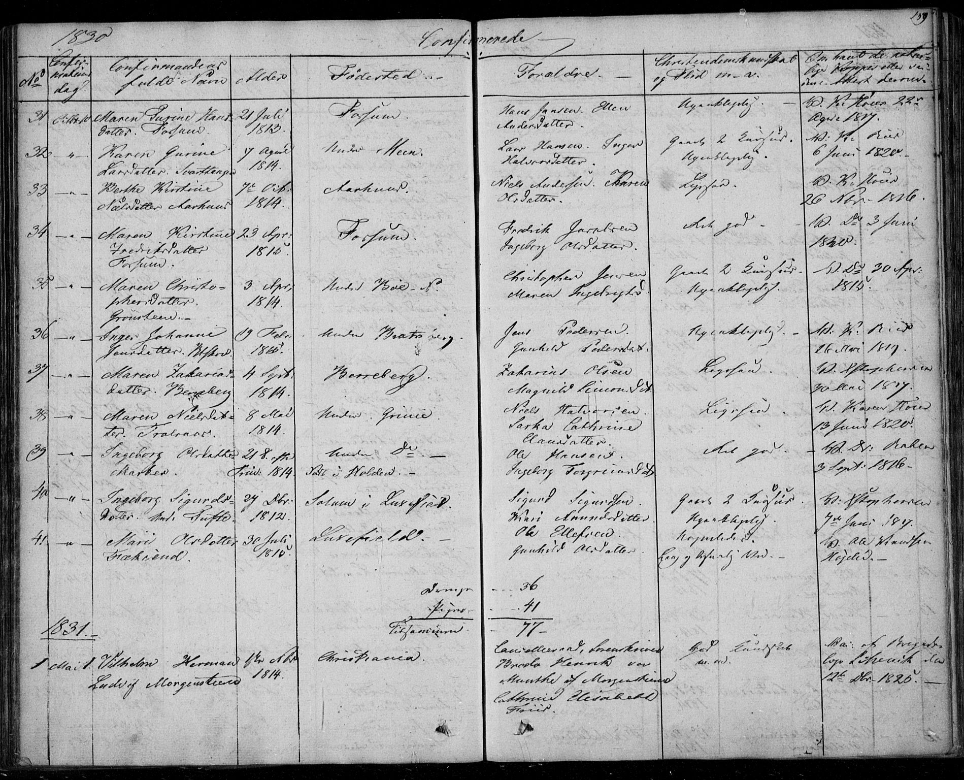 Gjerpen kirkebøker, SAKO/A-265/F/Fa/L0006: Parish register (official) no. I 6, 1829-1834, p. 139