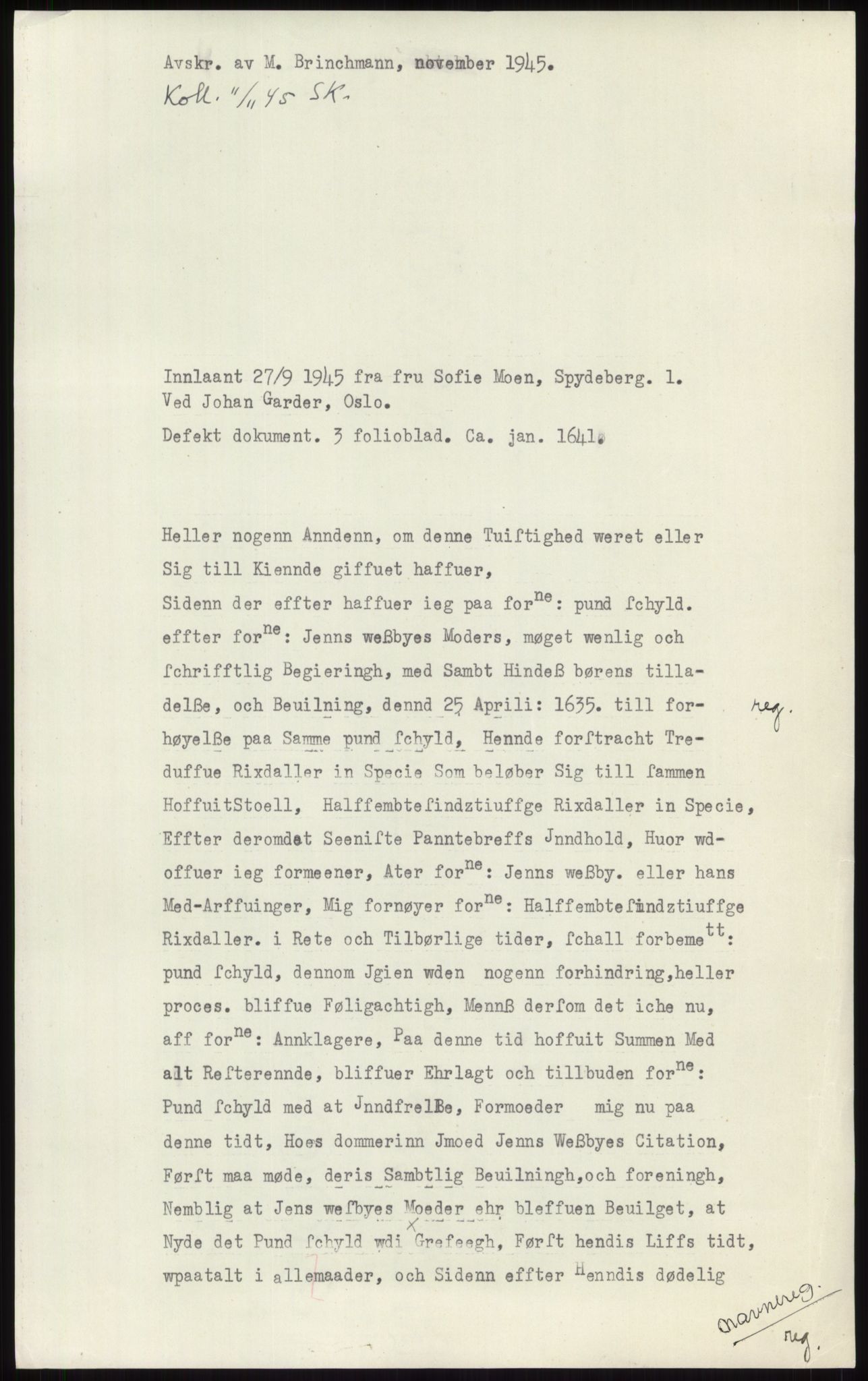 Samlinger til kildeutgivelse, Diplomavskriftsamlingen, RA/EA-4053/H/Ha, p. 588