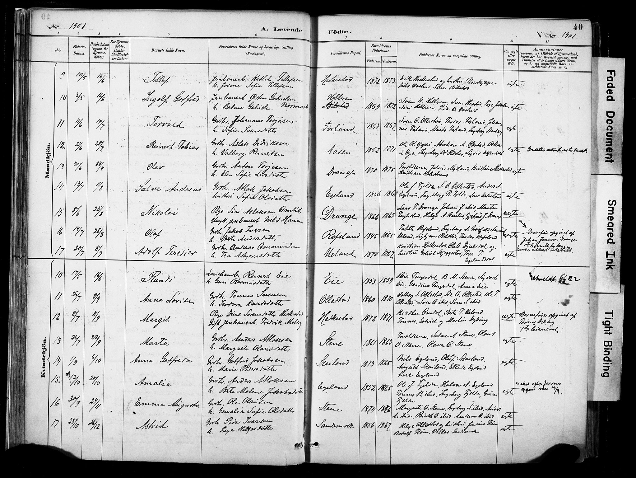 Lund sokneprestkontor, AV/SAST-A-101809/S06/L0012: Parish register (official) no. A 11, 1887-1921, p. 40