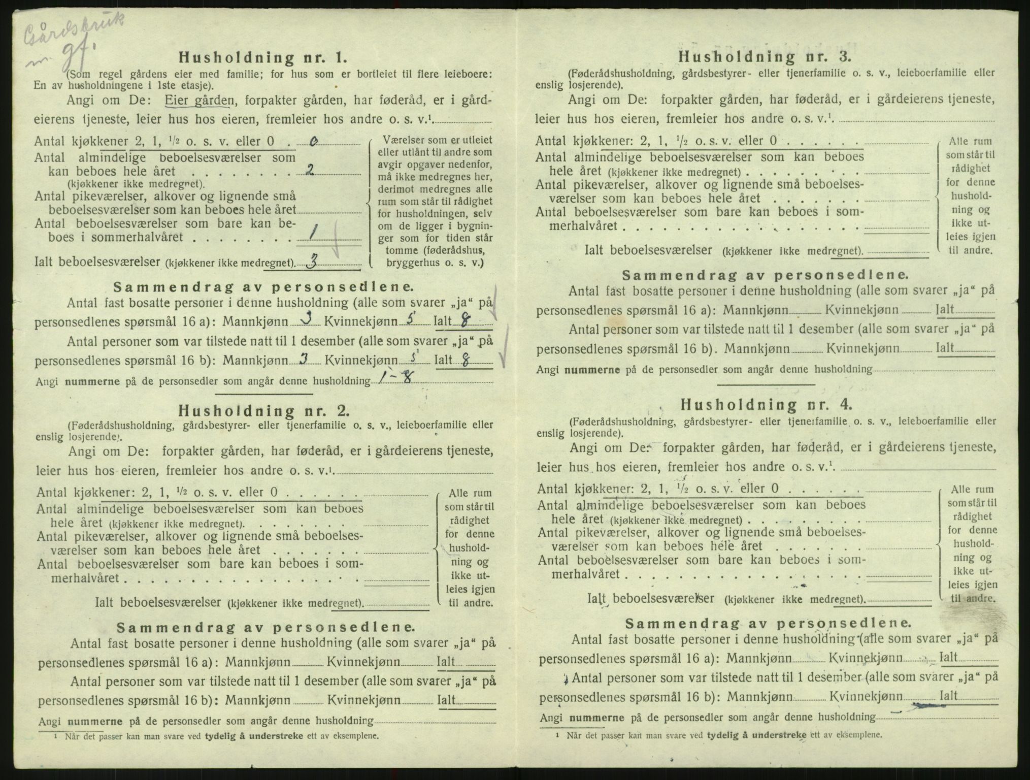 SAK, 1920 census for Bykle, 1920, p. 78