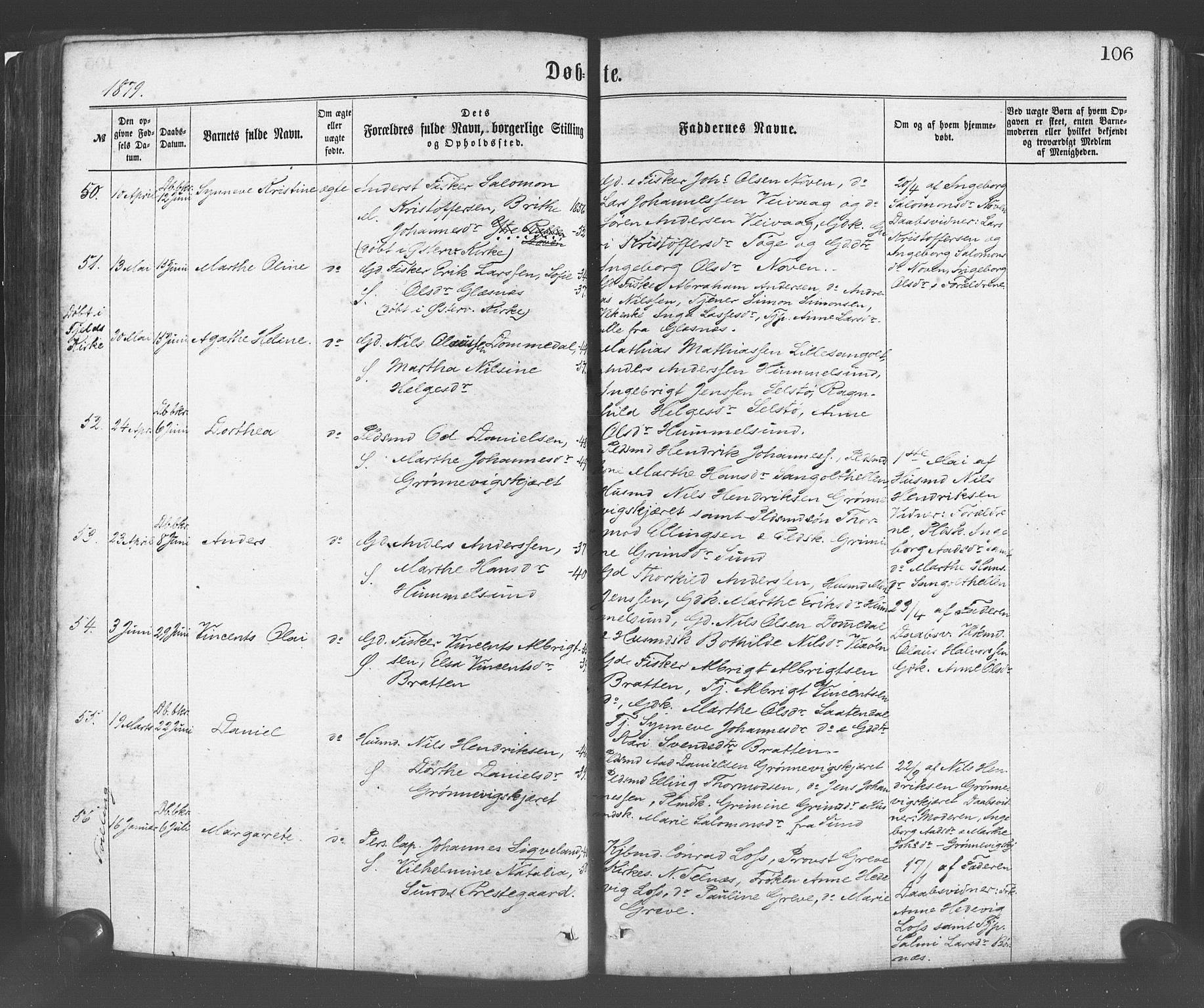 Sund sokneprestembete, AV/SAB-A-99930: Parish register (official) no. A 15, 1867-1881, p. 106