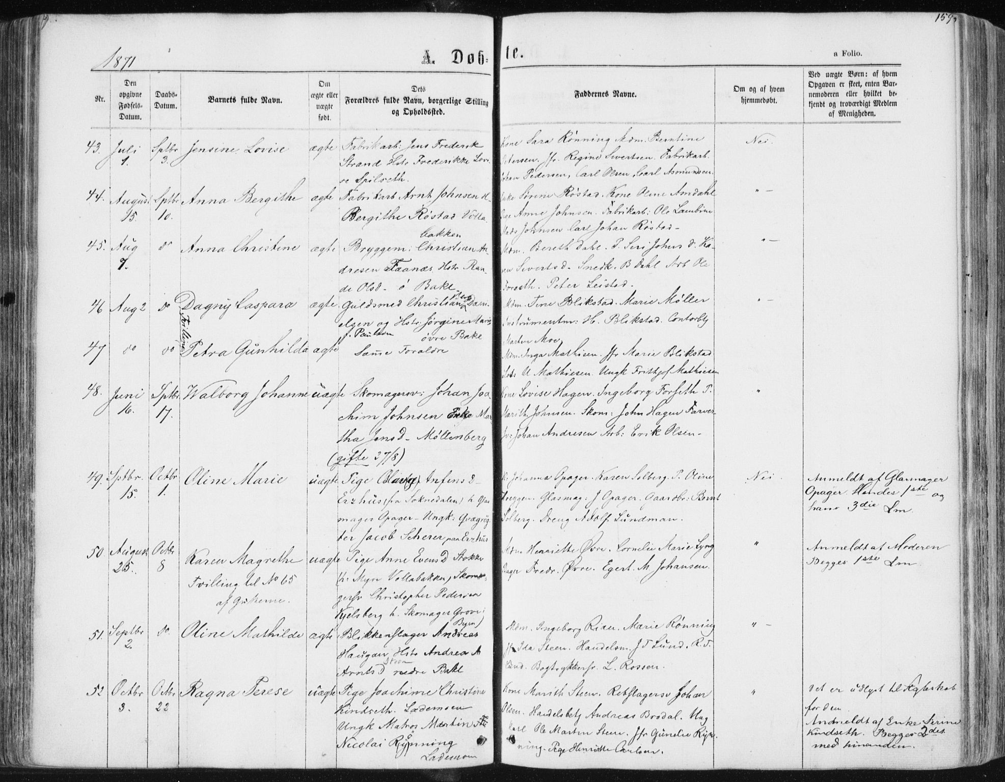 Ministerialprotokoller, klokkerbøker og fødselsregistre - Sør-Trøndelag, AV/SAT-A-1456/604/L0186: Parish register (official) no. 604A07, 1866-1877, p. 159