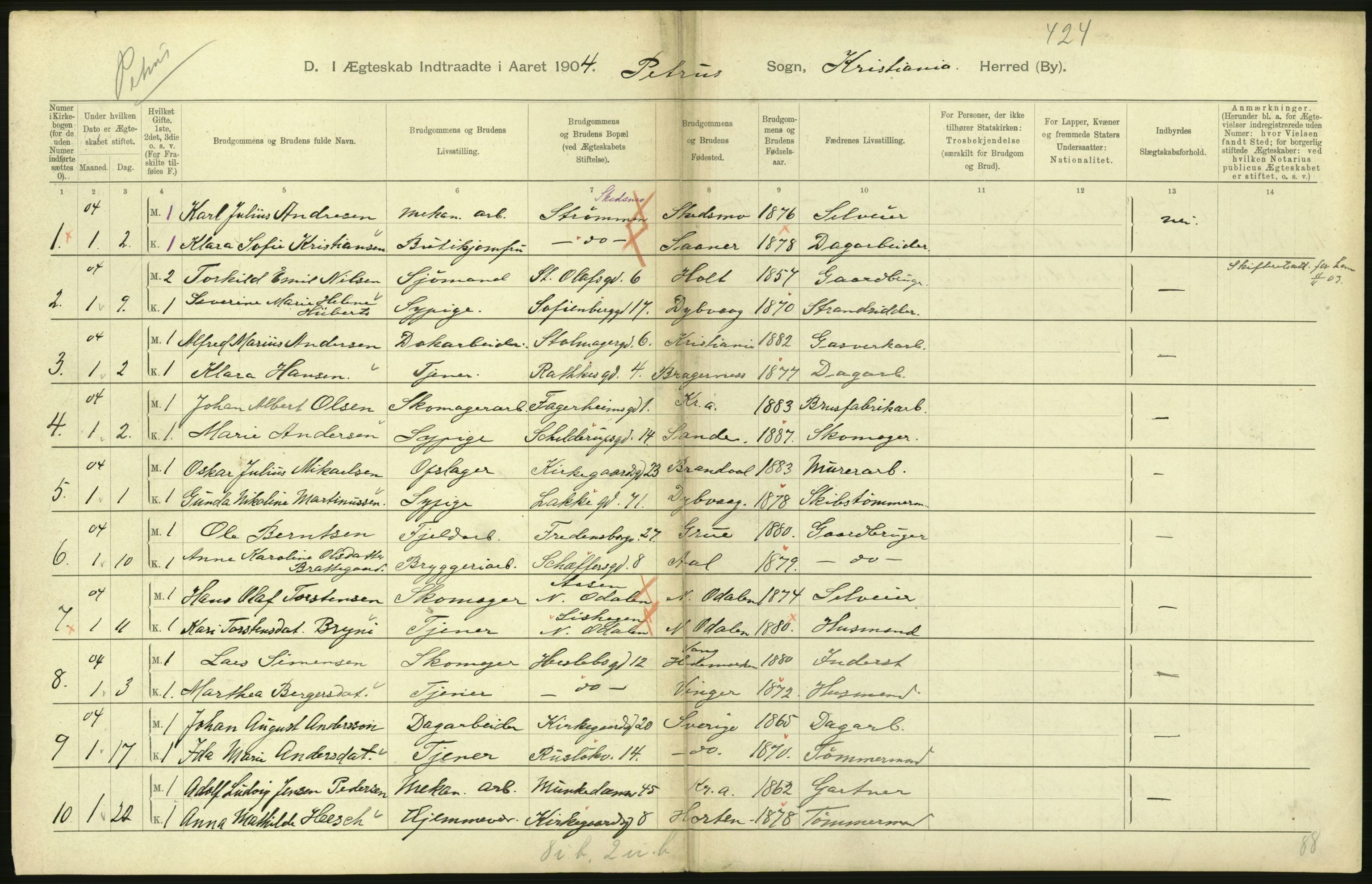 Statistisk sentralbyrå, Sosiodemografiske emner, Befolkning, AV/RA-S-2228/D/Df/Dfa/Dfab/L0004: Kristiania: Gifte, døde, 1904, p. 140