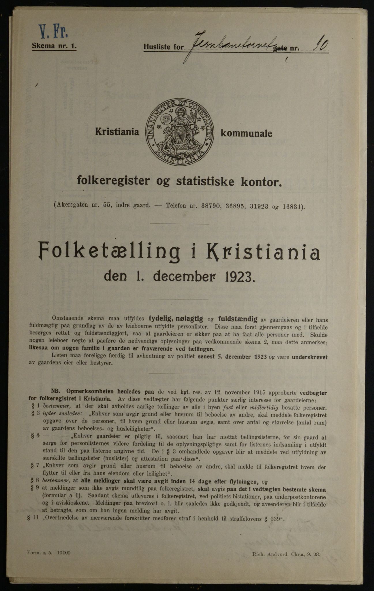 OBA, Municipal Census 1923 for Kristiania, 1923, p. 52584