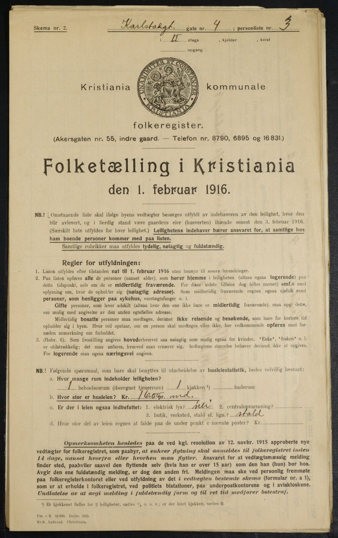 OBA, Municipal Census 1916 for Kristiania, 1916, p. 49998