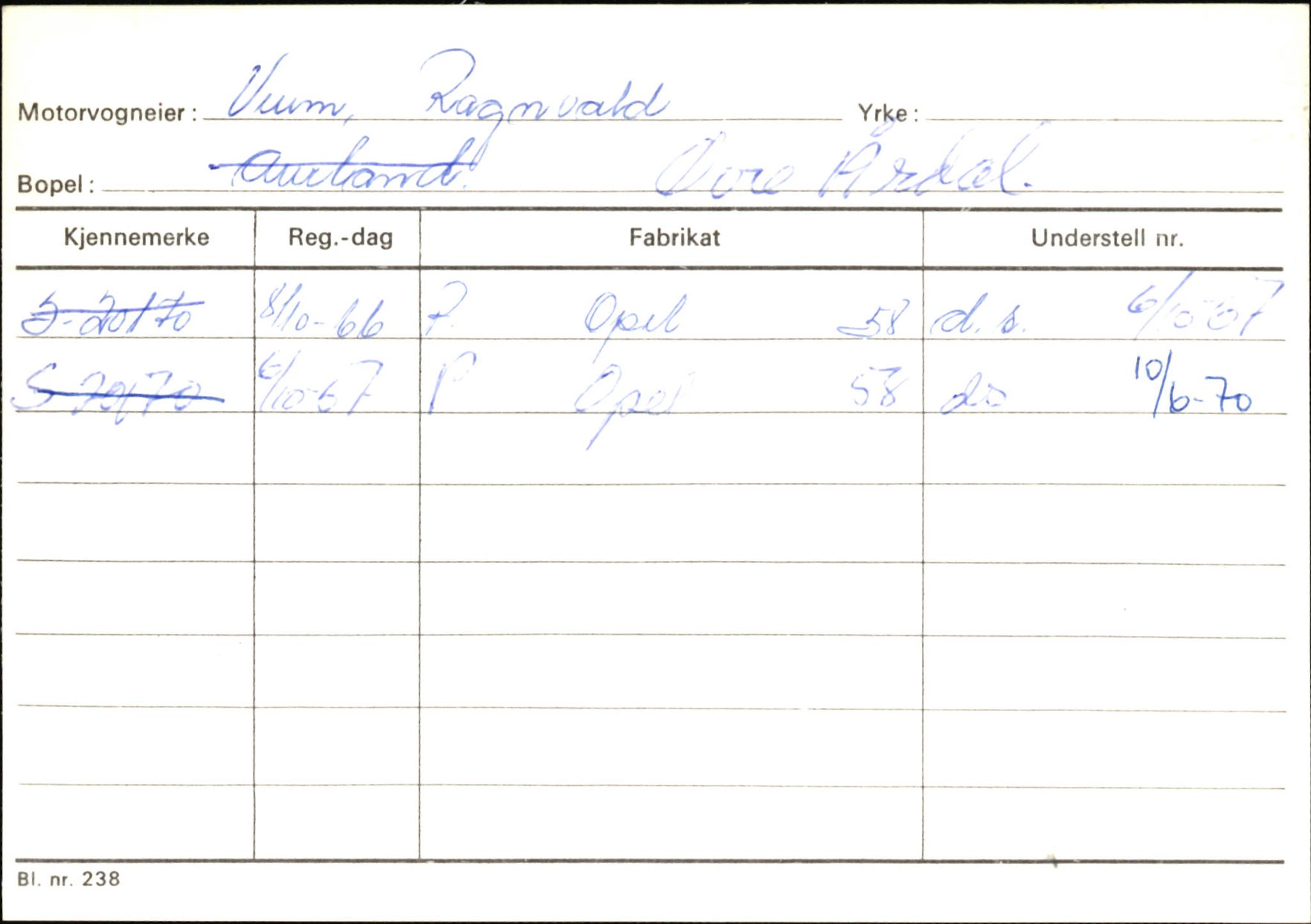 Statens vegvesen, Sogn og Fjordane vegkontor, SAB/A-5301/4/F/L0146: Registerkort Årdal R-Å samt diverse kort, 1945-1975, p. 1190