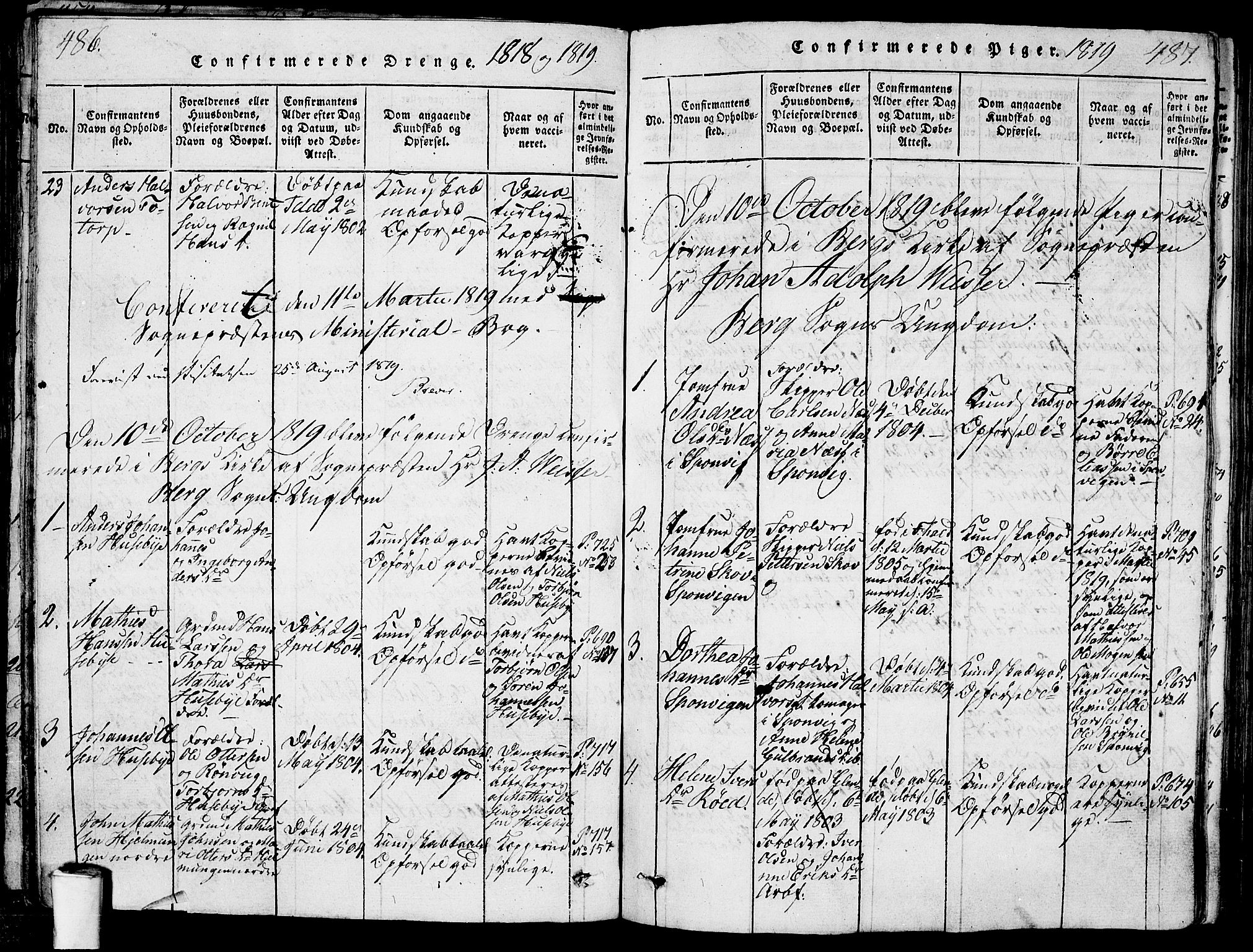 Berg prestekontor Kirkebøker, SAO/A-10902/G/Ga/L0001: Parish register (copy) no. I 1, 1815-1832, p. 486-487