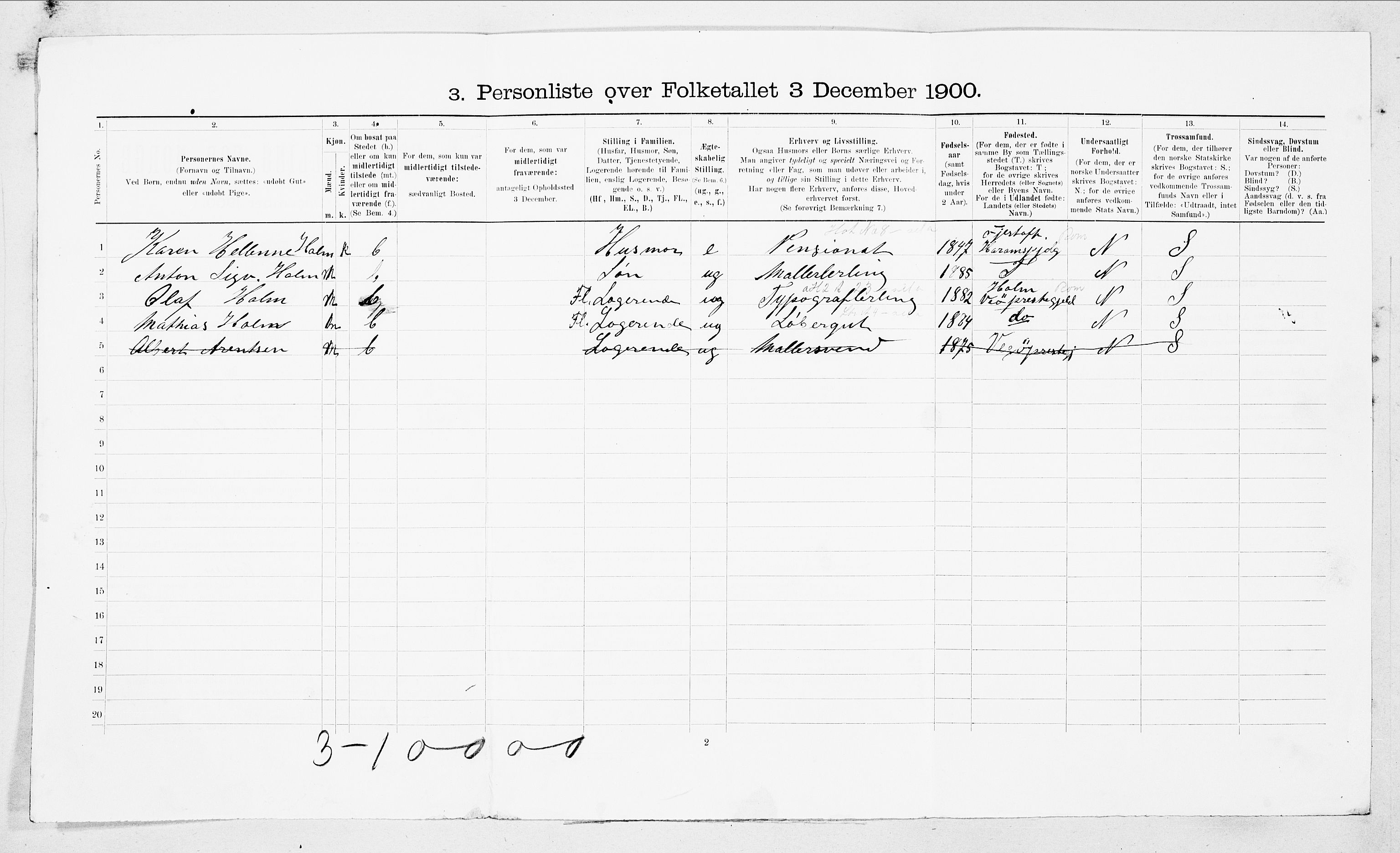 SAT, 1900 census for Ålesund, 1900, p. 569