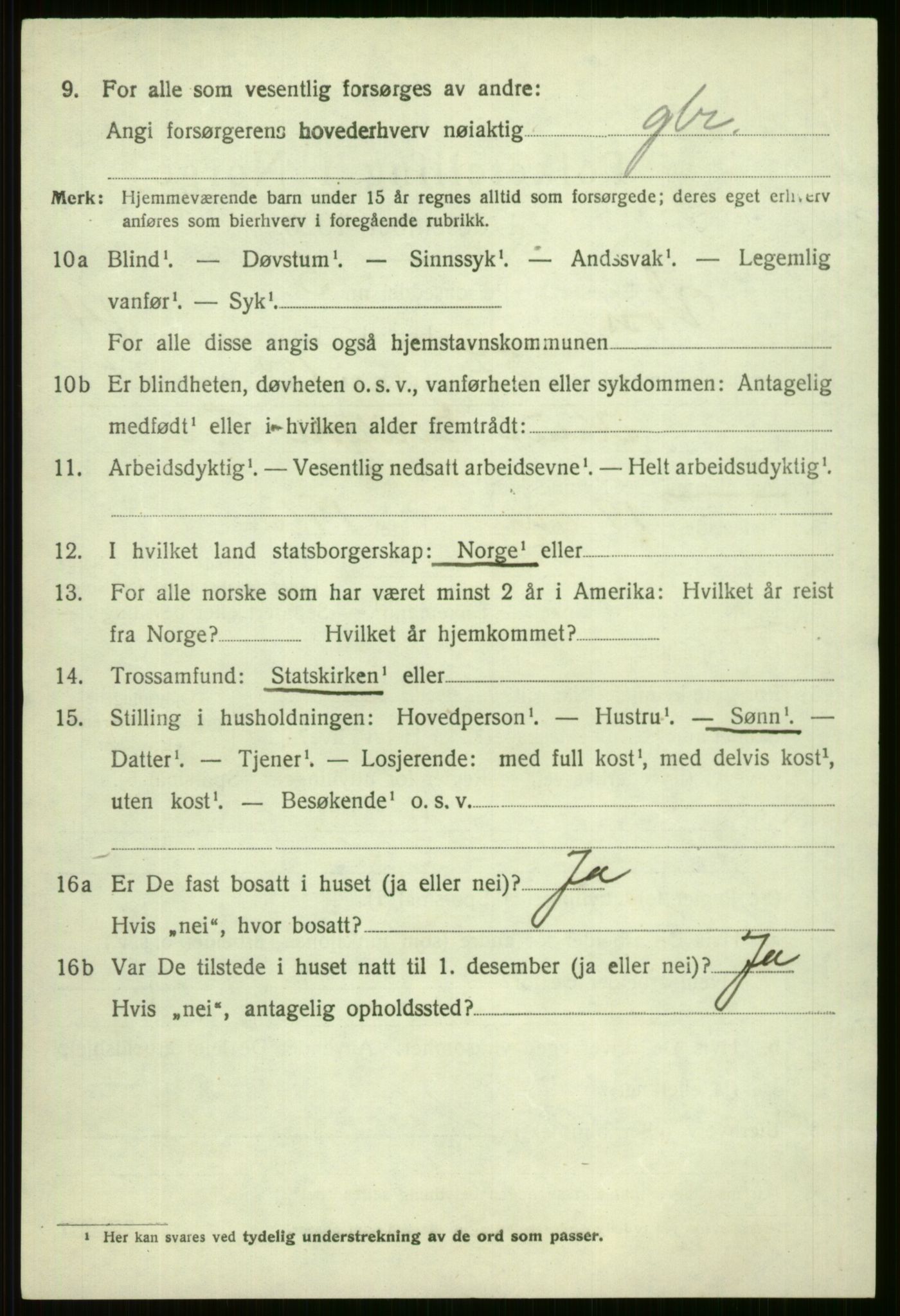 SAB, 1920 census for Voss, 1920, p. 12486