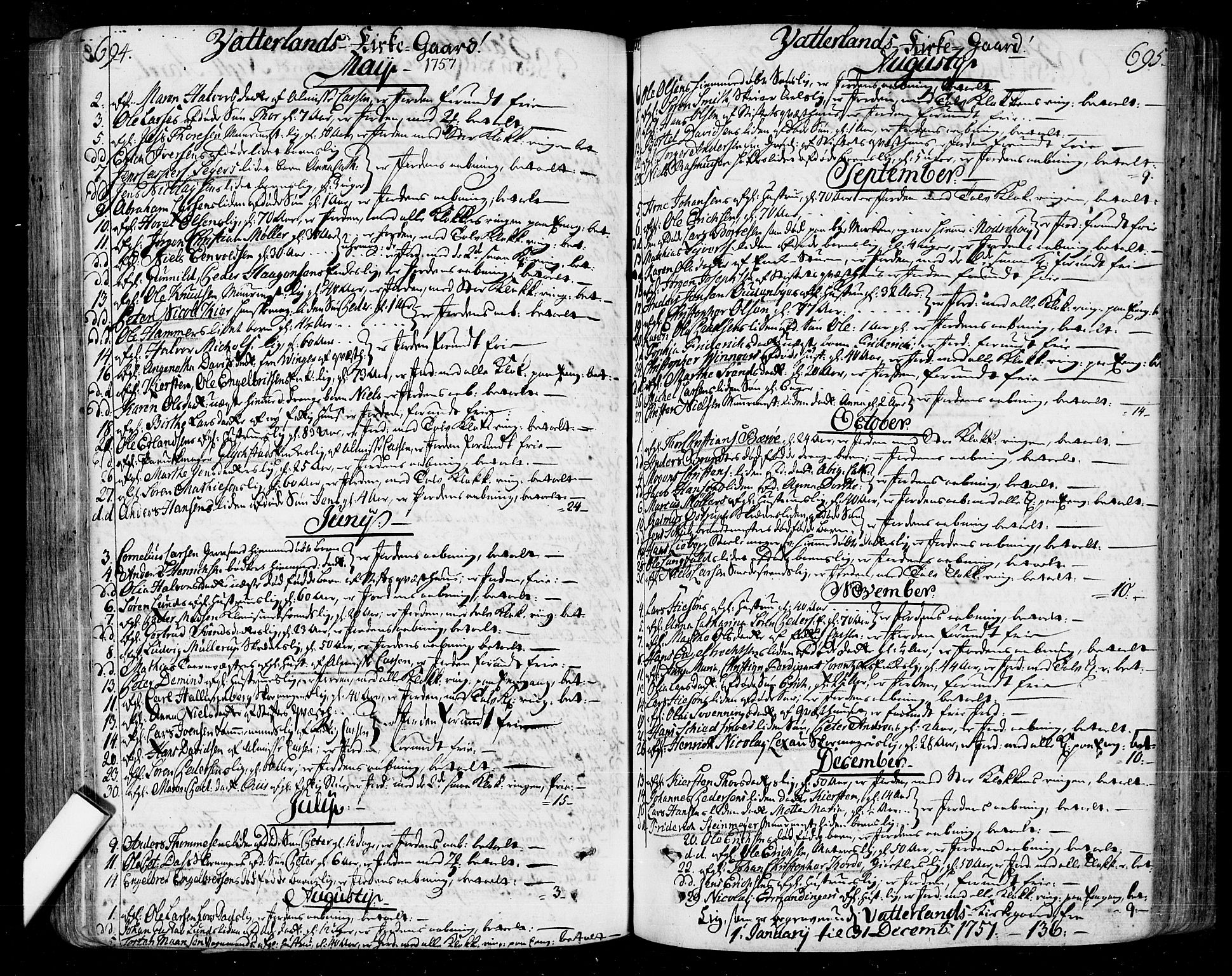 Oslo domkirke Kirkebøker, AV/SAO-A-10752/F/Fa/L0004: Parish register (official) no. 4, 1743-1786, p. 694-695
