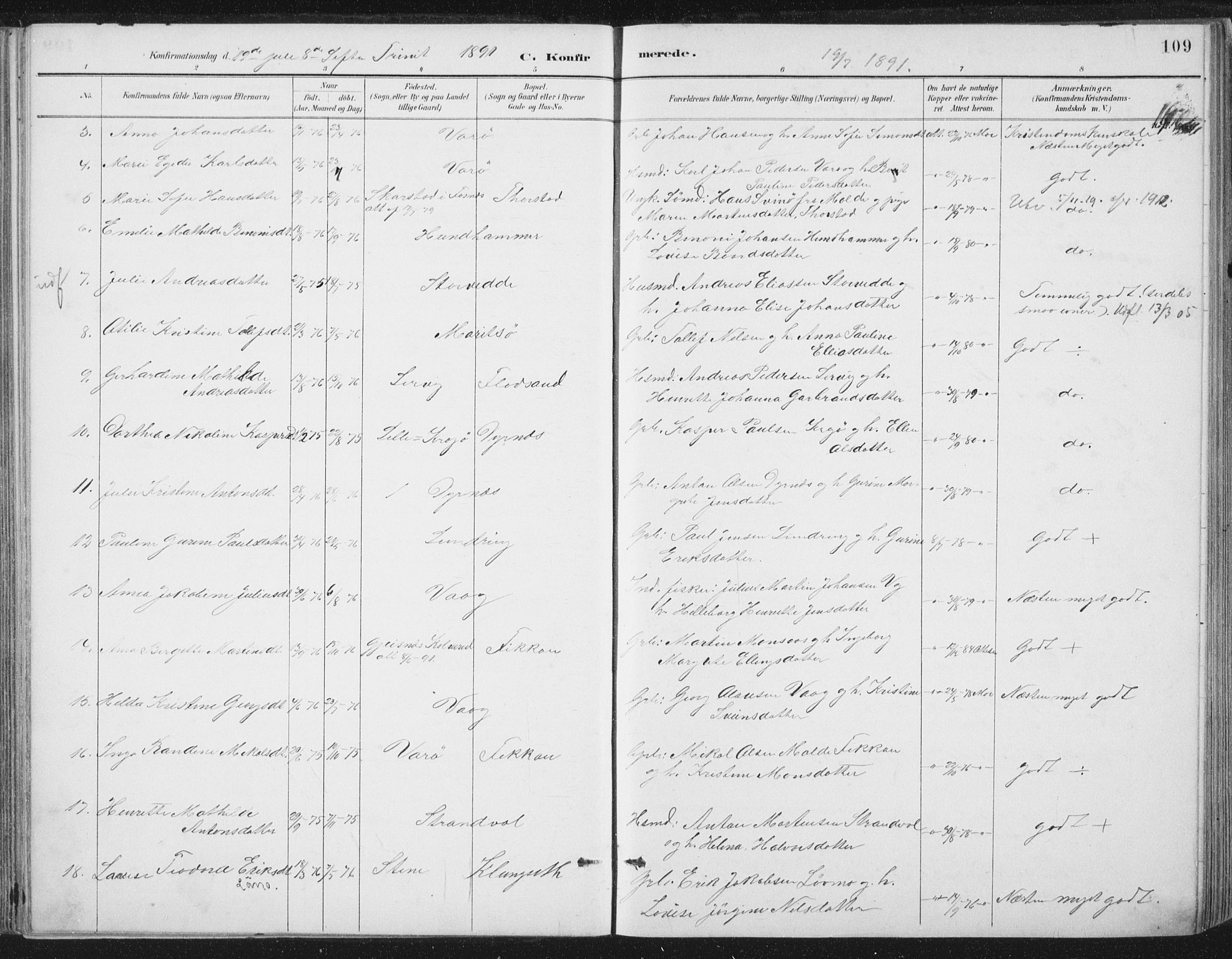 Ministerialprotokoller, klokkerbøker og fødselsregistre - Nord-Trøndelag, SAT/A-1458/784/L0673: Parish register (official) no. 784A08, 1888-1899, p. 109