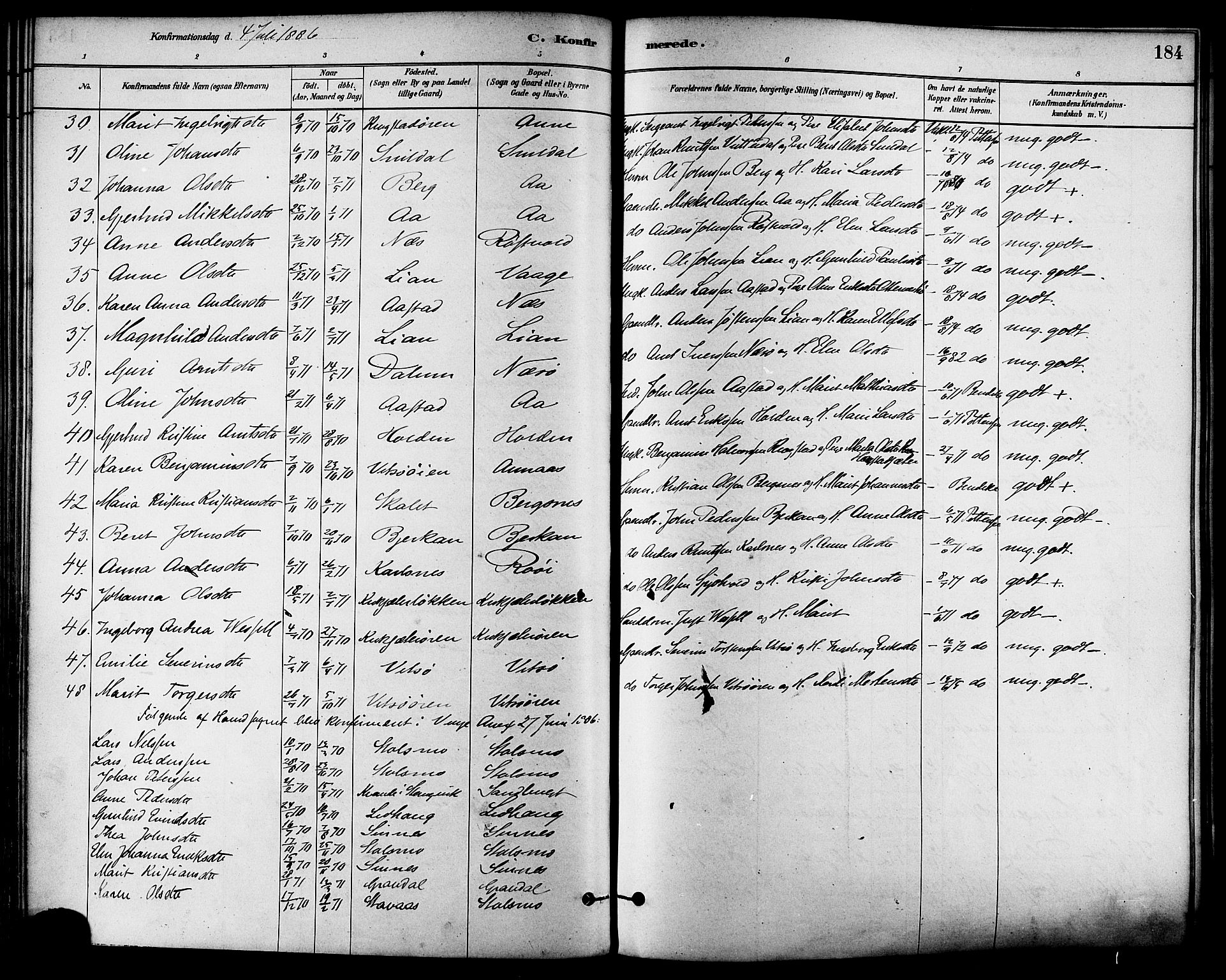 Ministerialprotokoller, klokkerbøker og fødselsregistre - Sør-Trøndelag, SAT/A-1456/630/L0496: Parish register (official) no. 630A09, 1879-1895, p. 184