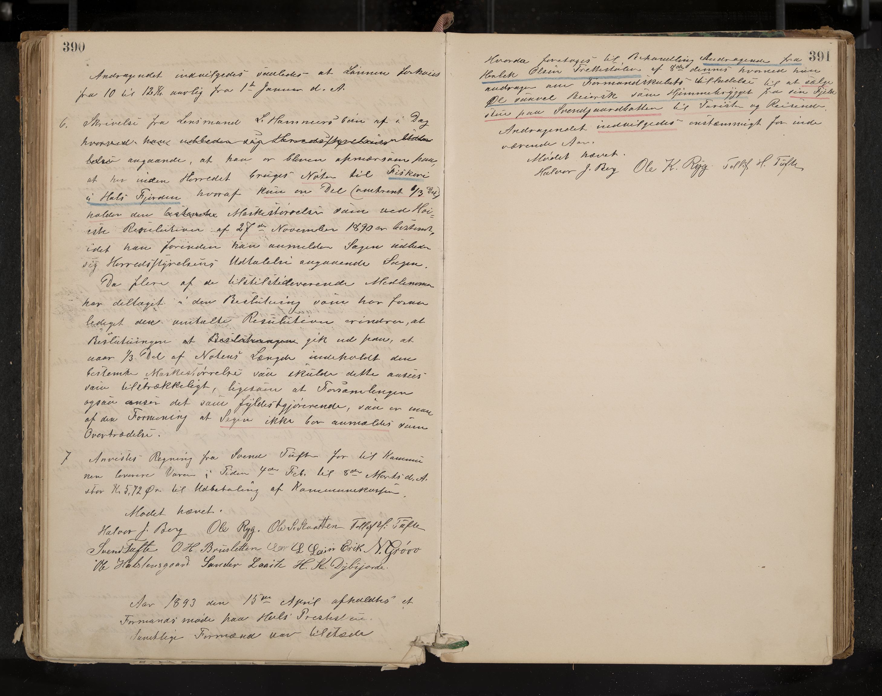 Hol formannskap og sentraladministrasjon, IKAK/0620021-1/A/L0001: Møtebok, 1877-1893, p. 390-391