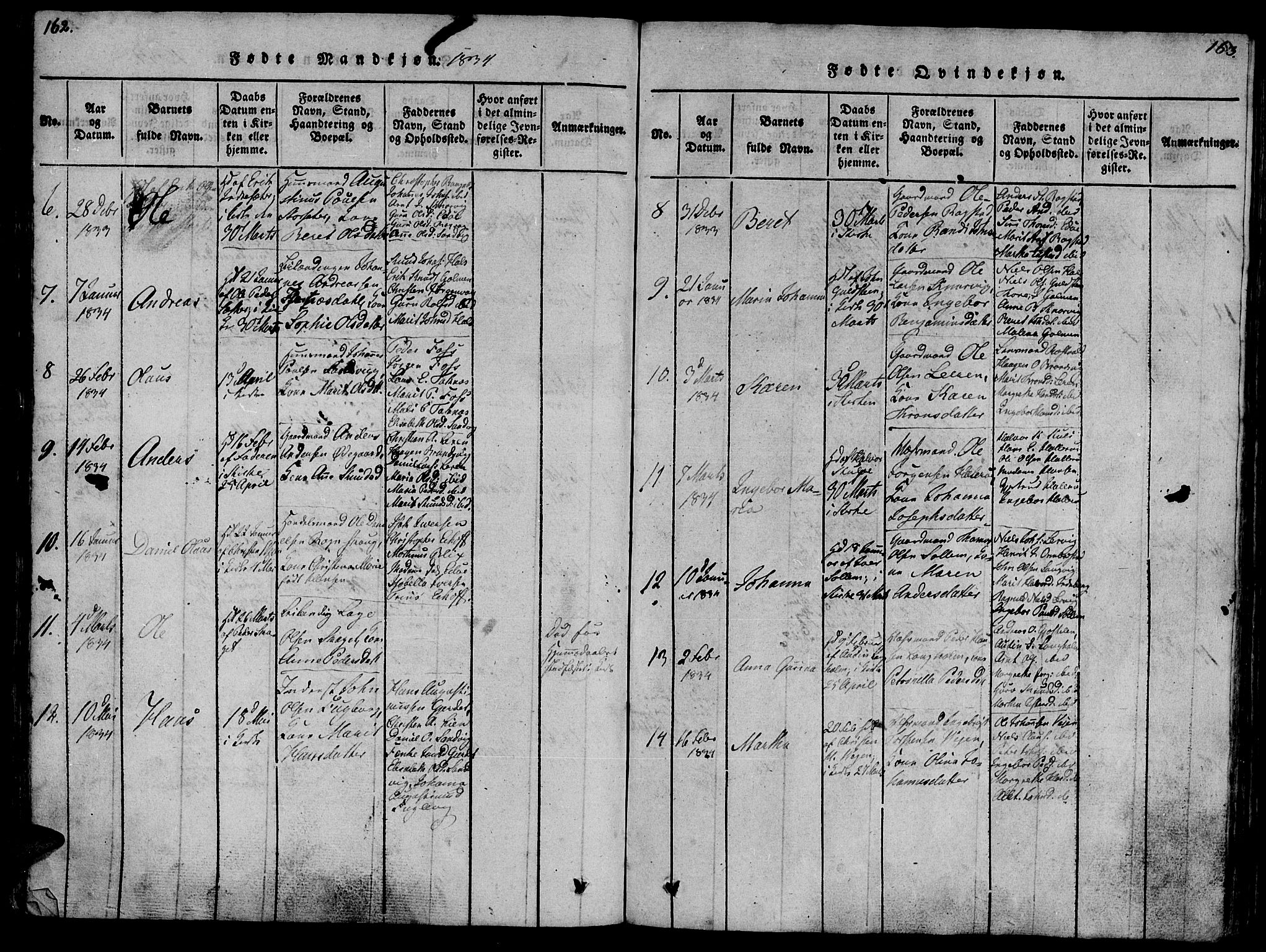 Ministerialprotokoller, klokkerbøker og fødselsregistre - Møre og Romsdal, SAT/A-1454/581/L0933: Parish register (official) no. 581A03 /1, 1819-1836, p. 162-163