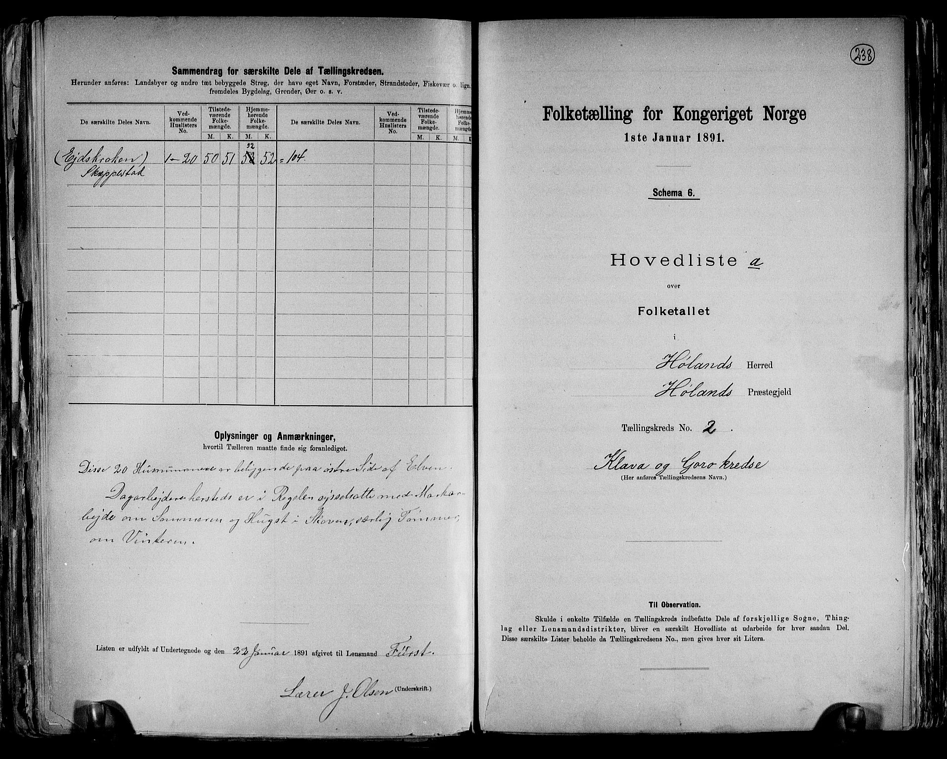 RA, 1891 census for 0221 Høland, 1891, p. 8