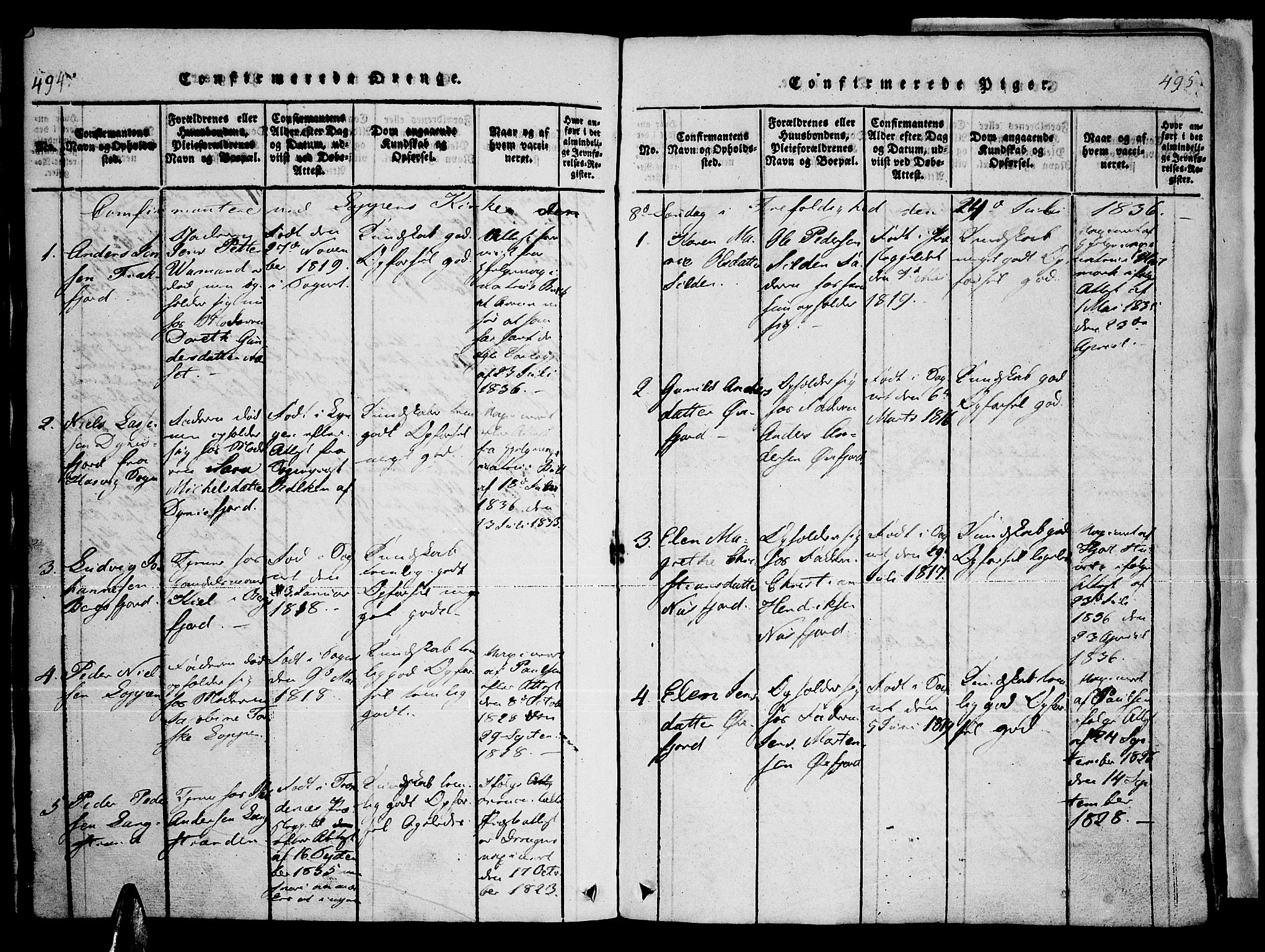 Loppa sokneprestkontor, AV/SATØ-S-1339/H/Ha/L0003kirke: Parish register (official) no. 3, 1820-1848, p. 494-495