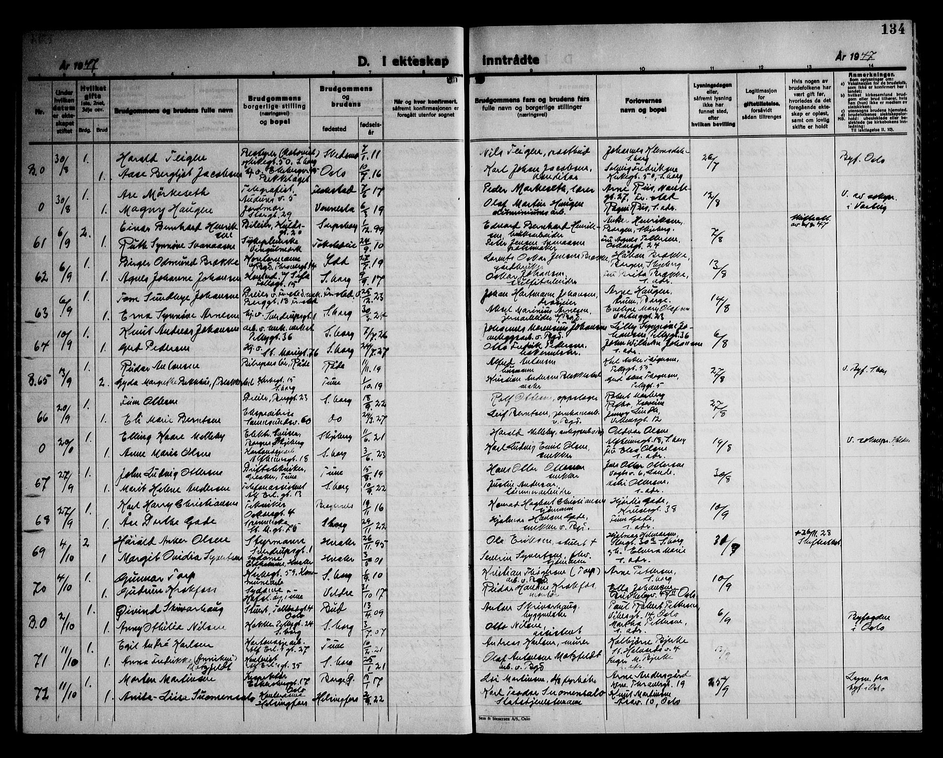 Sarpsborg prestekontor Kirkebøker, AV/SAO-A-2006/G/Ga/L0004: Parish register (copy) no. 4, 1929-1949, p. 134