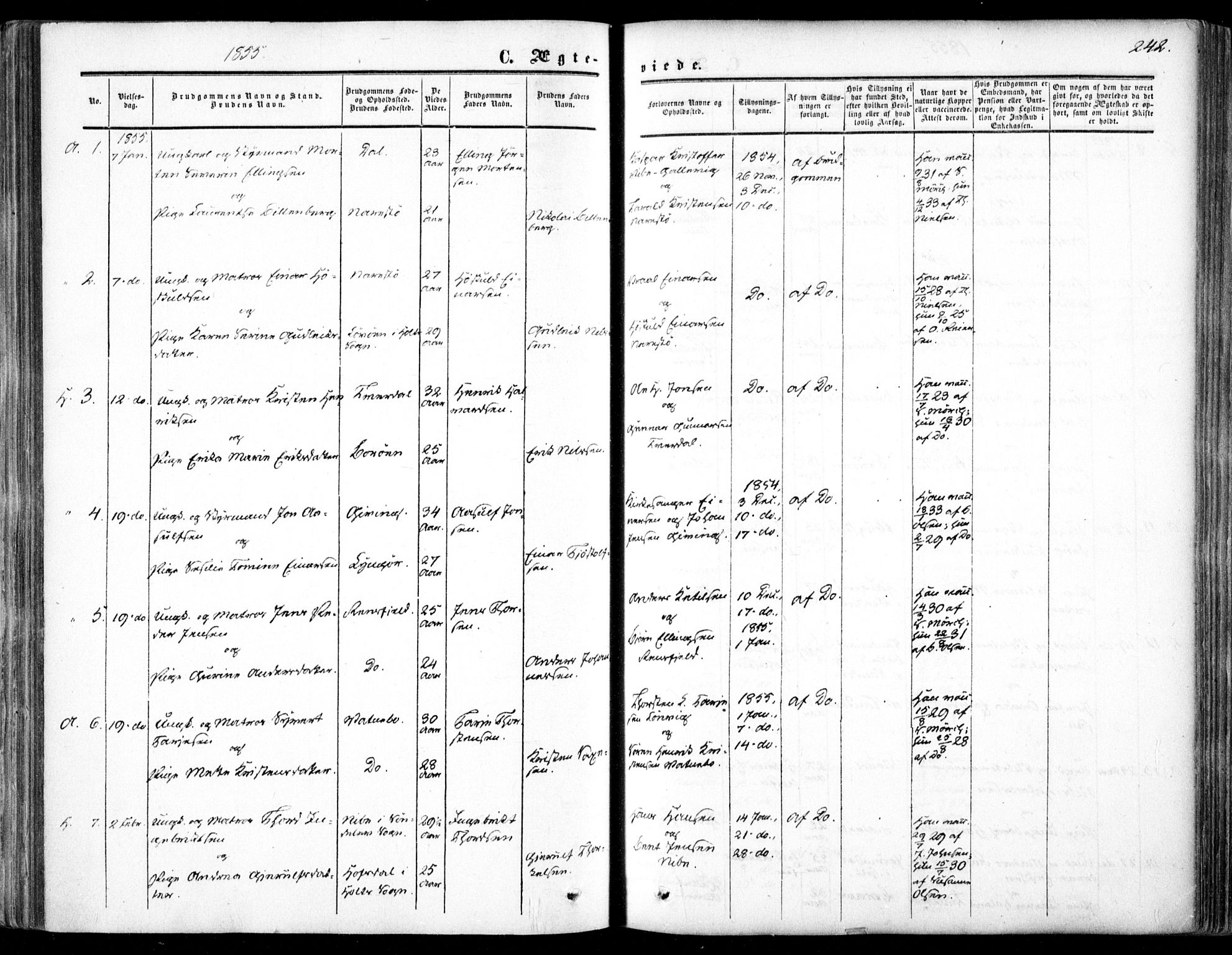 Dypvåg sokneprestkontor, SAK/1111-0007/F/Fa/Faa/L0006: Parish register (official) no. A 6, 1855-1872, p. 242