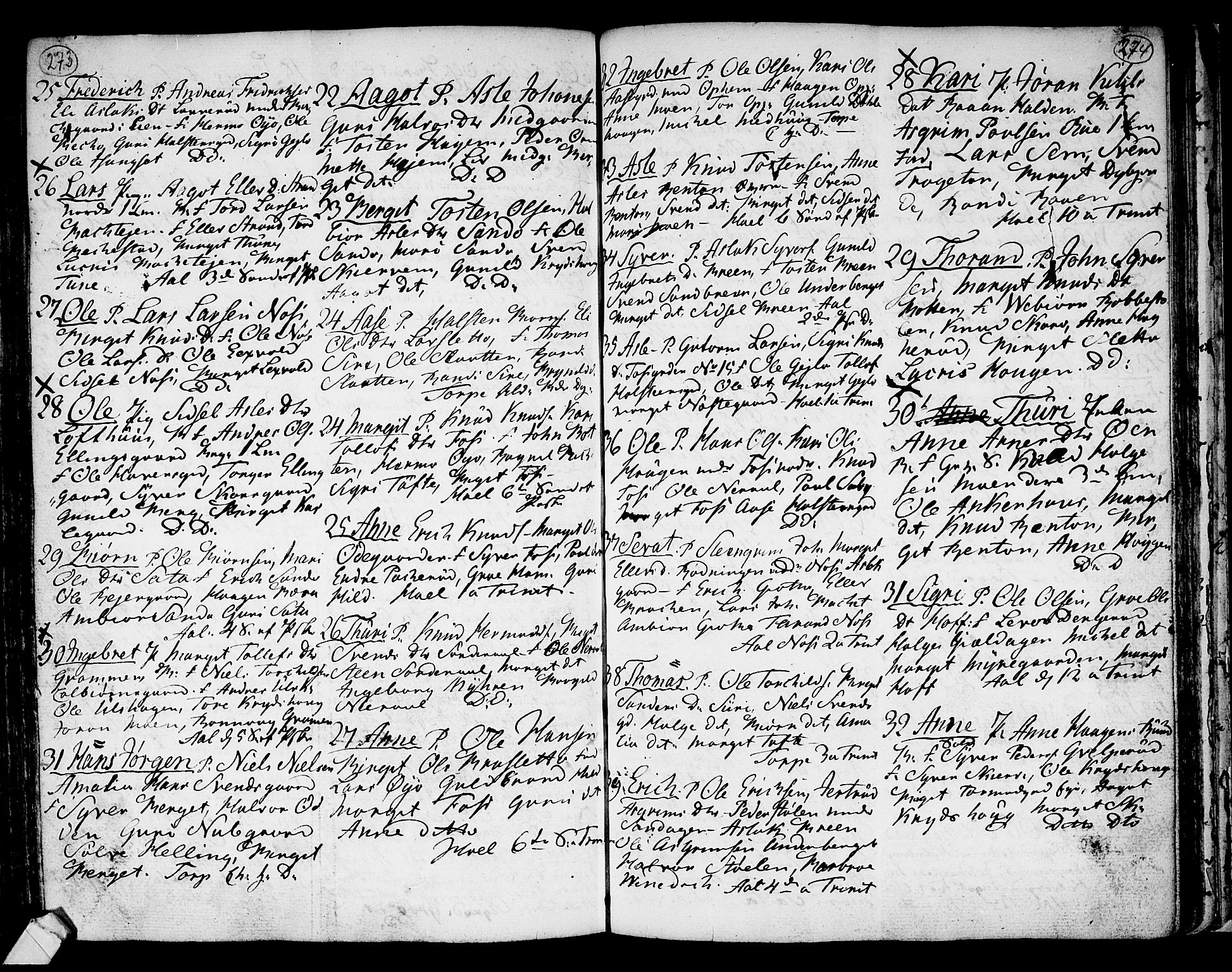 Ål kirkebøker, AV/SAKO-A-249/F/Fa/L0002: Parish register (official) no. I 2, 1771-1806, p. 273-274