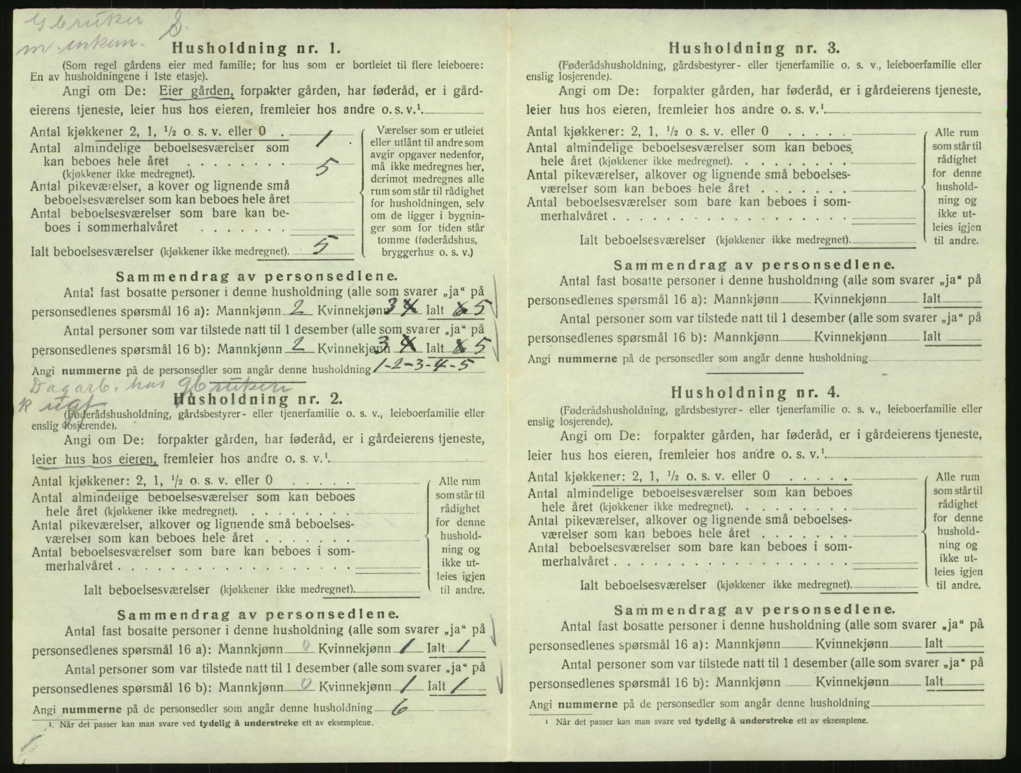 SAK, 1920 census for Vegusdal, 1920, p. 84