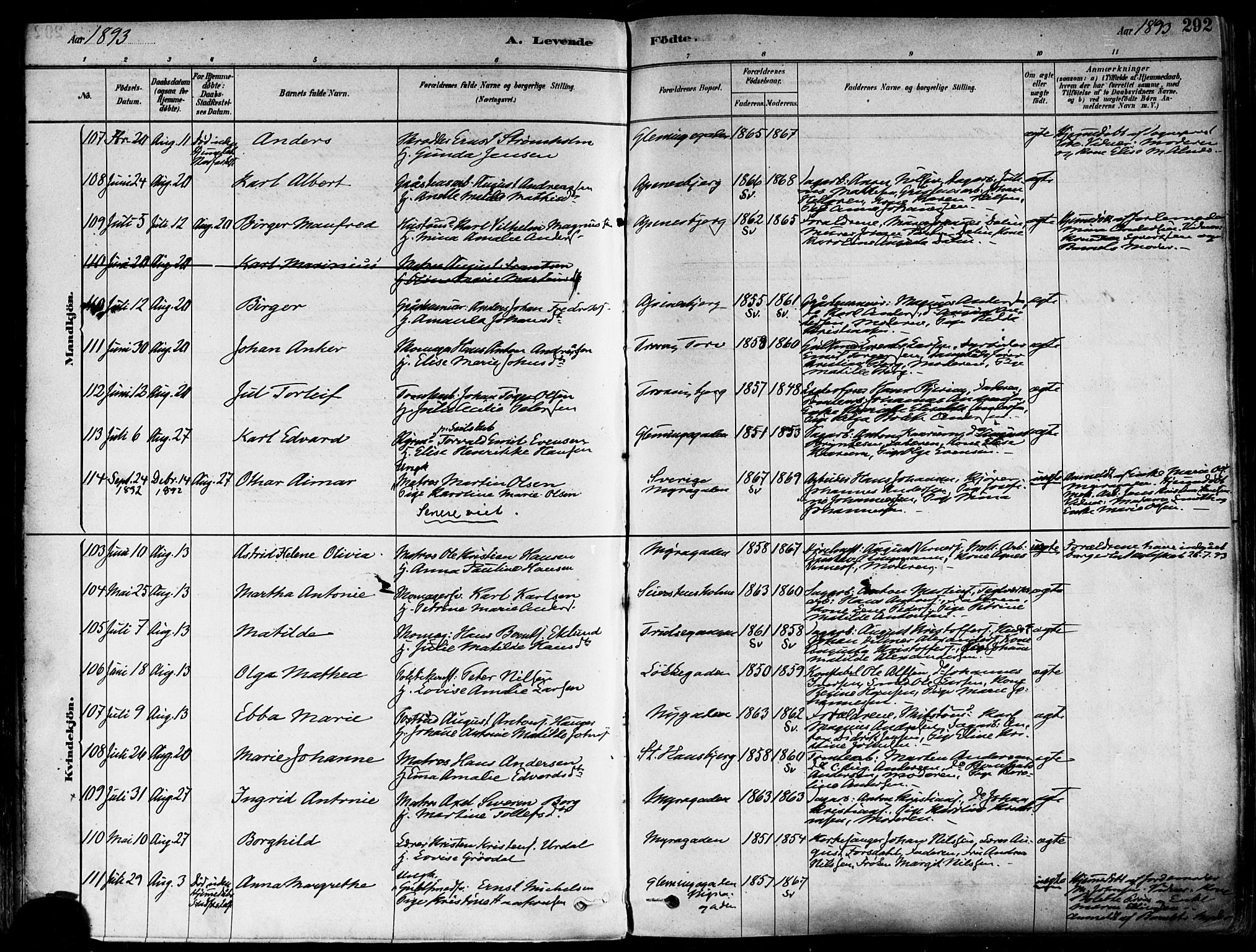 Fredrikstad domkirkes prestekontor Kirkebøker, SAO/A-10906/F/Fa/L0002: Parish register (official) no. 2, 1878-1894, p. 292
