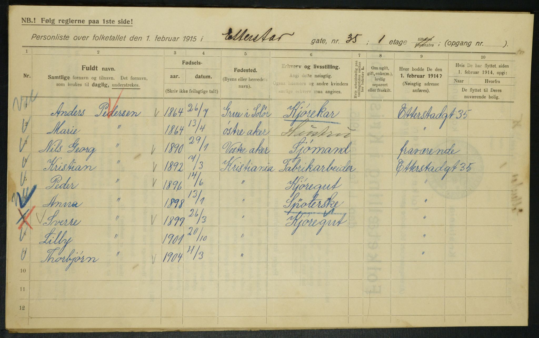 OBA, Municipal Census 1915 for Kristiania, 1915, p. 22176