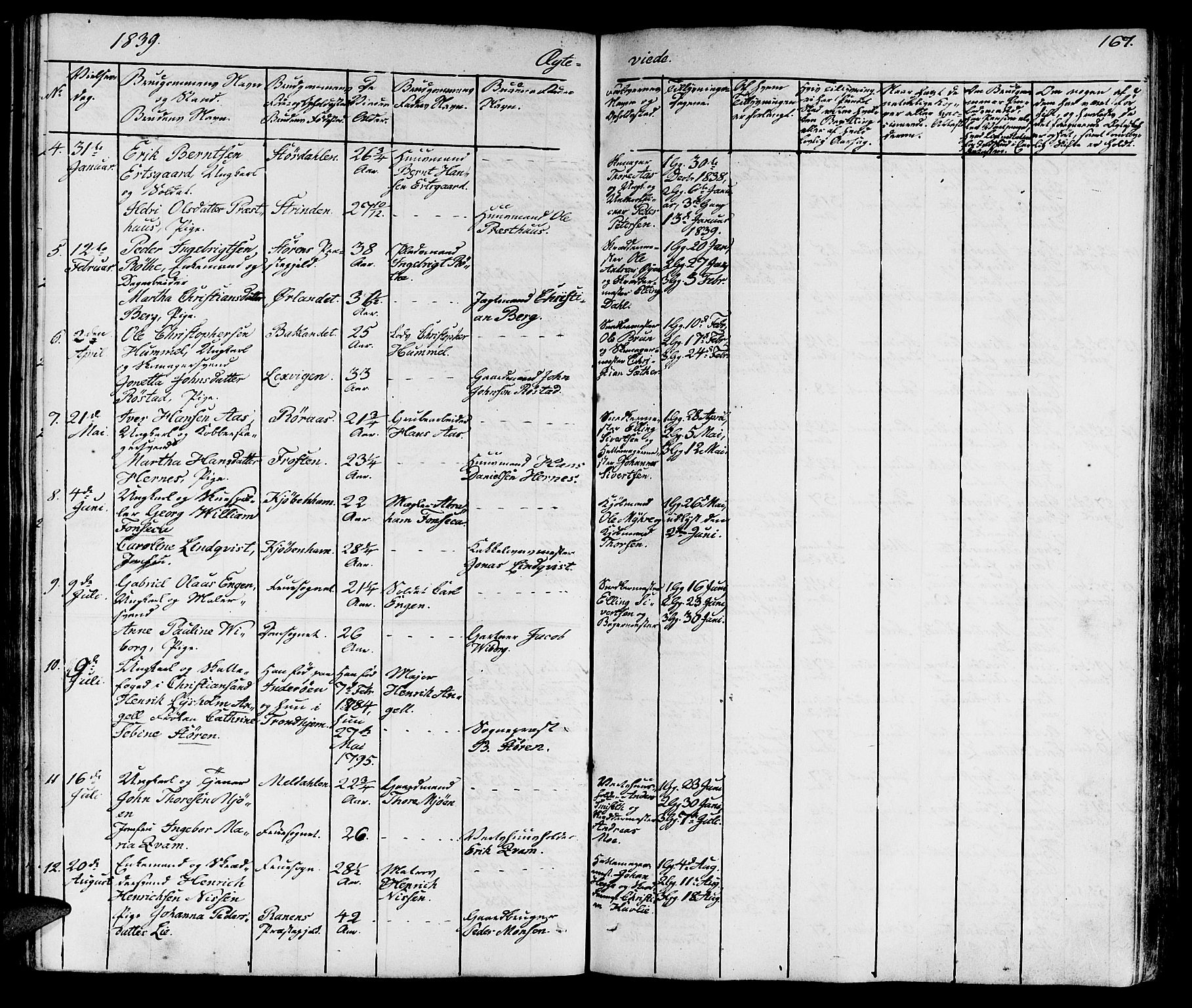 Ministerialprotokoller, klokkerbøker og fødselsregistre - Sør-Trøndelag, SAT/A-1456/602/L0136: Parish register (copy) no. 602C04, 1833-1845, p. 167