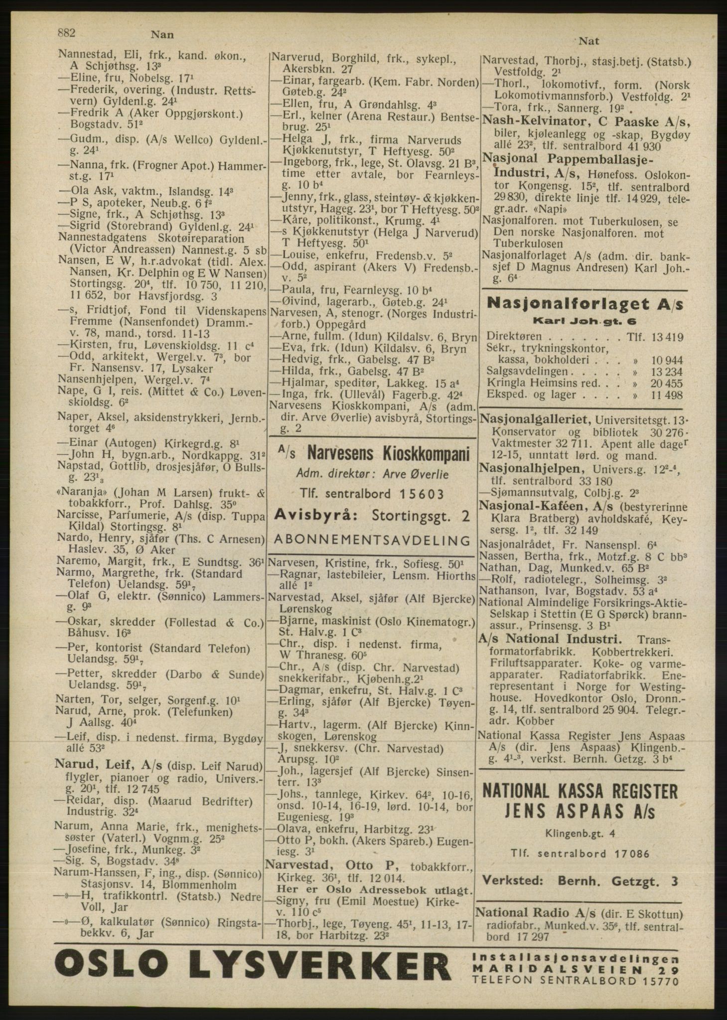 Kristiania/Oslo adressebok, PUBL/-, 1946, p. 882
