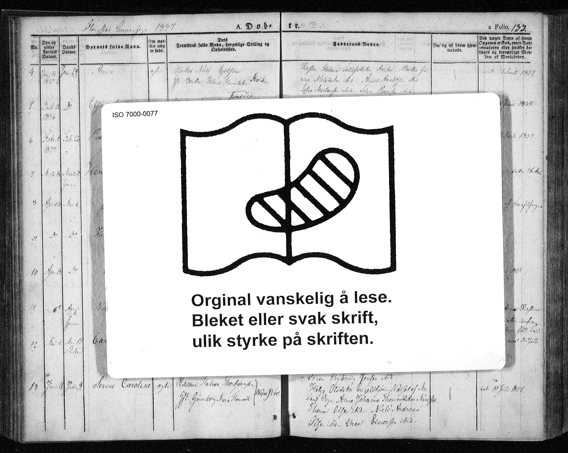 Dypvåg sokneprestkontor, SAK/1111-0007/F/Fa/Faa/L0004: Parish register (official) no. A 4, 1824-1840, p. 133