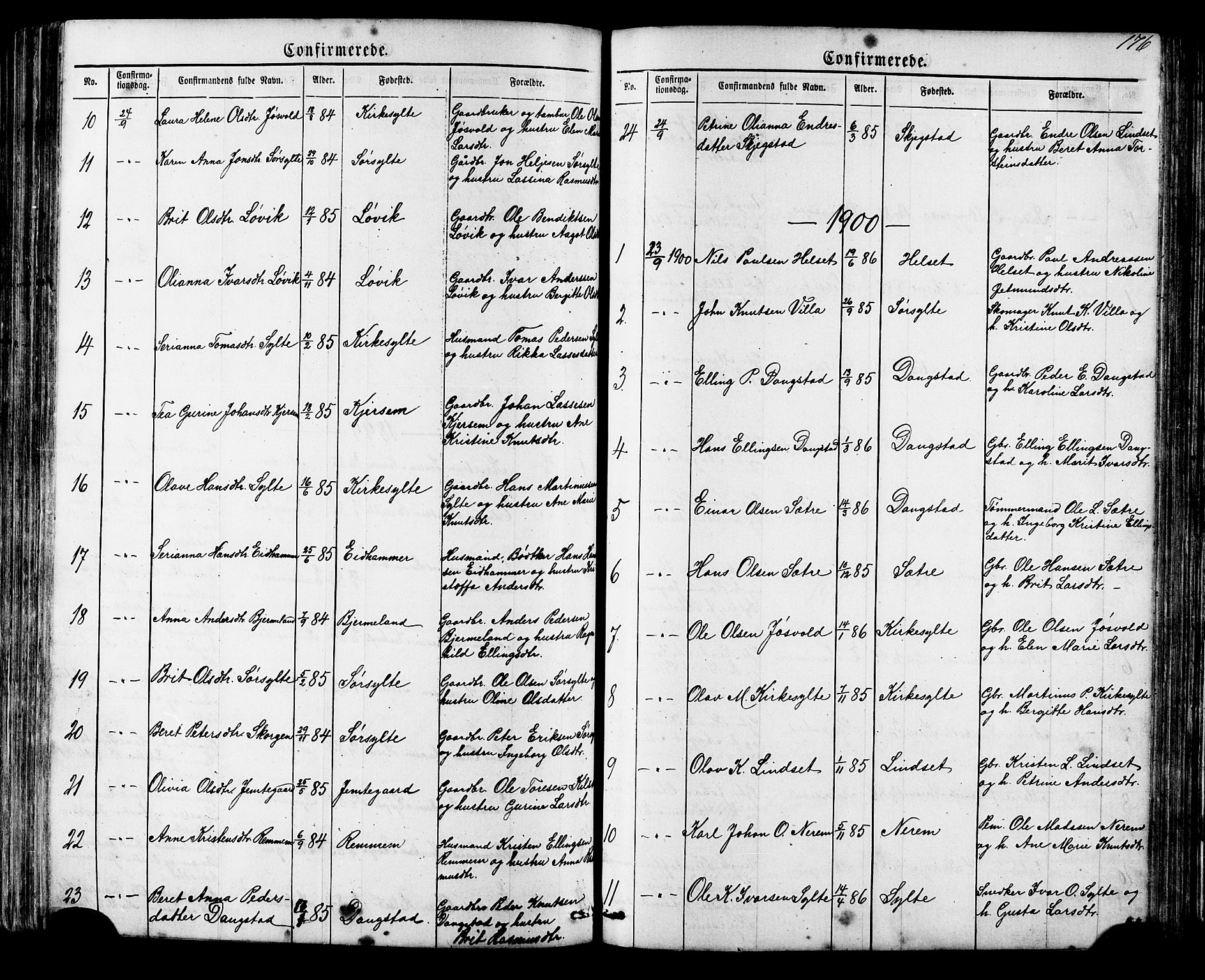 Ministerialprotokoller, klokkerbøker og fødselsregistre - Møre og Romsdal, SAT/A-1454/541/L0547: Parish register (copy) no. 541C02, 1867-1921, p. 176
