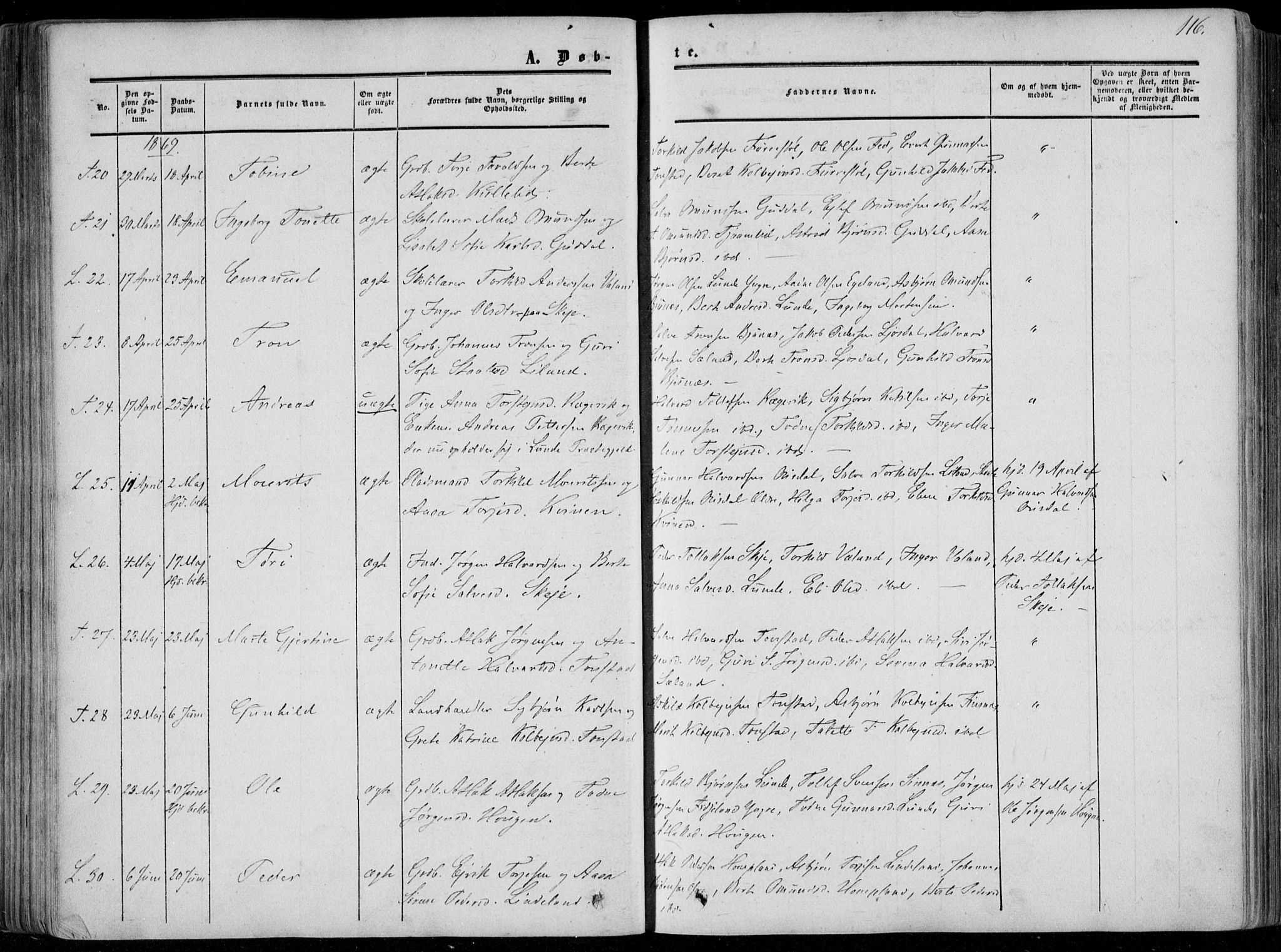 Sirdal sokneprestkontor, AV/SAK-1111-0036/F/Fa/Fab/L0002: Parish register (official) no. A 2, 1855-1874, p. 116