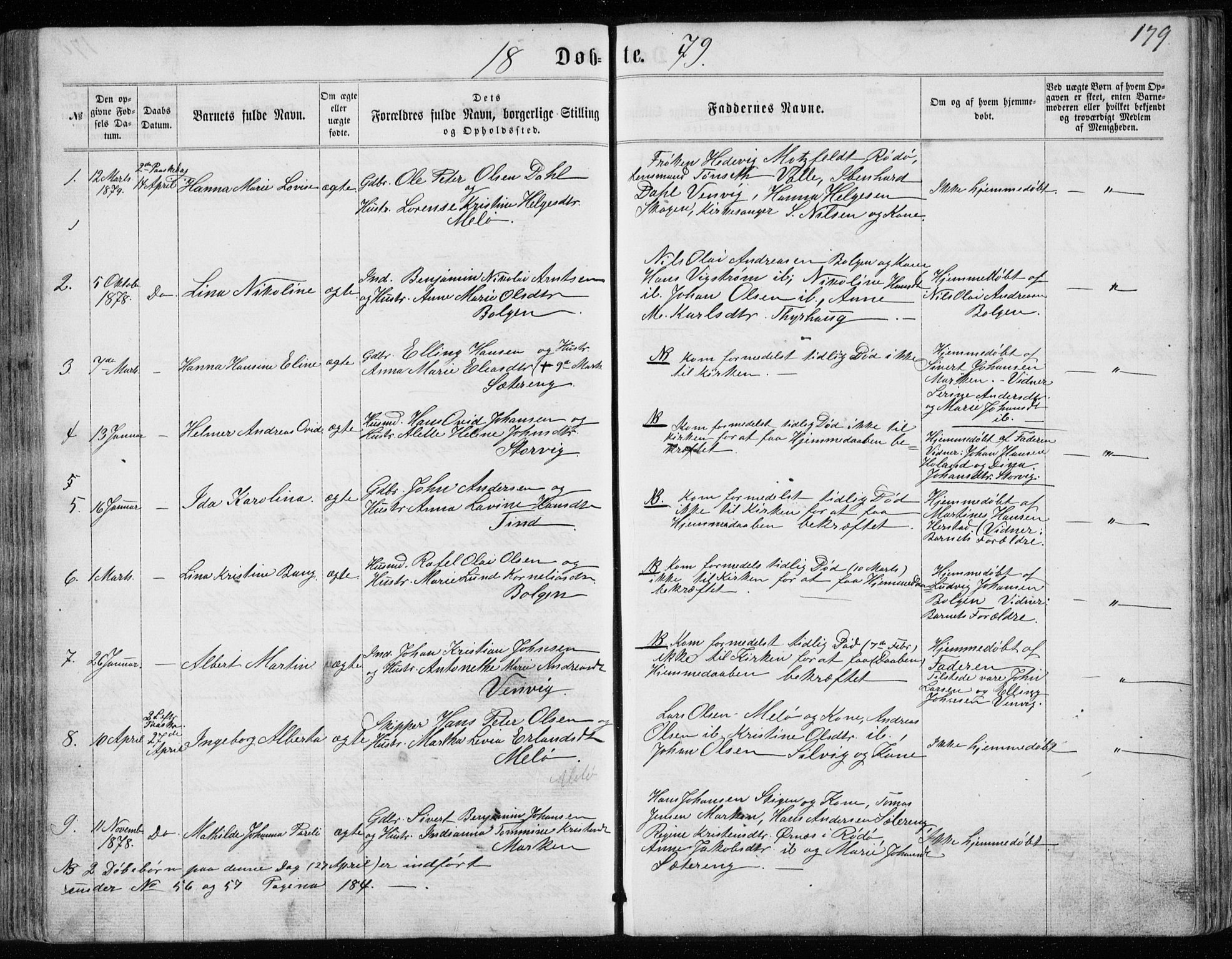 Ministerialprotokoller, klokkerbøker og fødselsregistre - Nordland, SAT/A-1459/843/L0634: Parish register (copy) no. 843C03, 1860-1884, p. 179