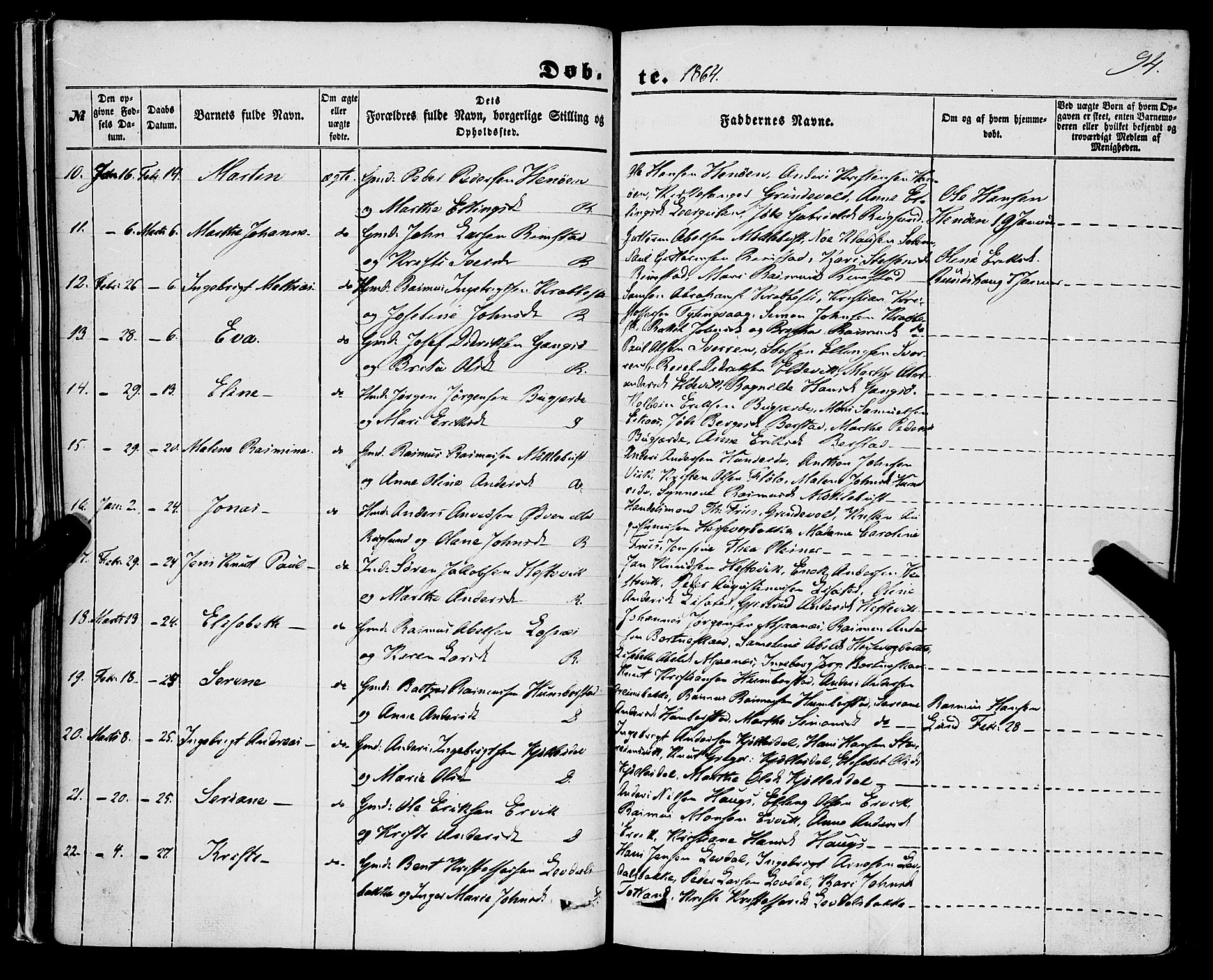 Davik sokneprestembete, AV/SAB-A-79701/H/Haa/Haaa/L0005: Parish register (official) no. A 5, 1850-1866, p. 94