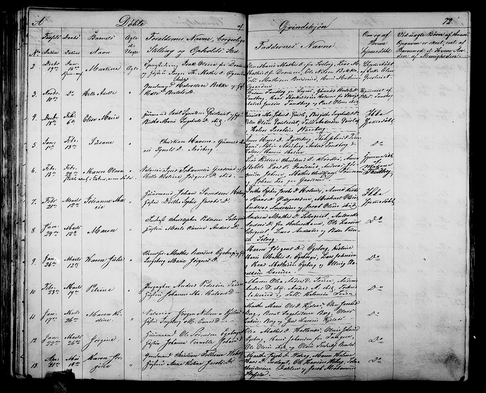 Sande Kirkebøker, AV/SAKO-A-53/G/Ga/L0002: Parish register (copy) no. 2, 1847-1863, p. 72