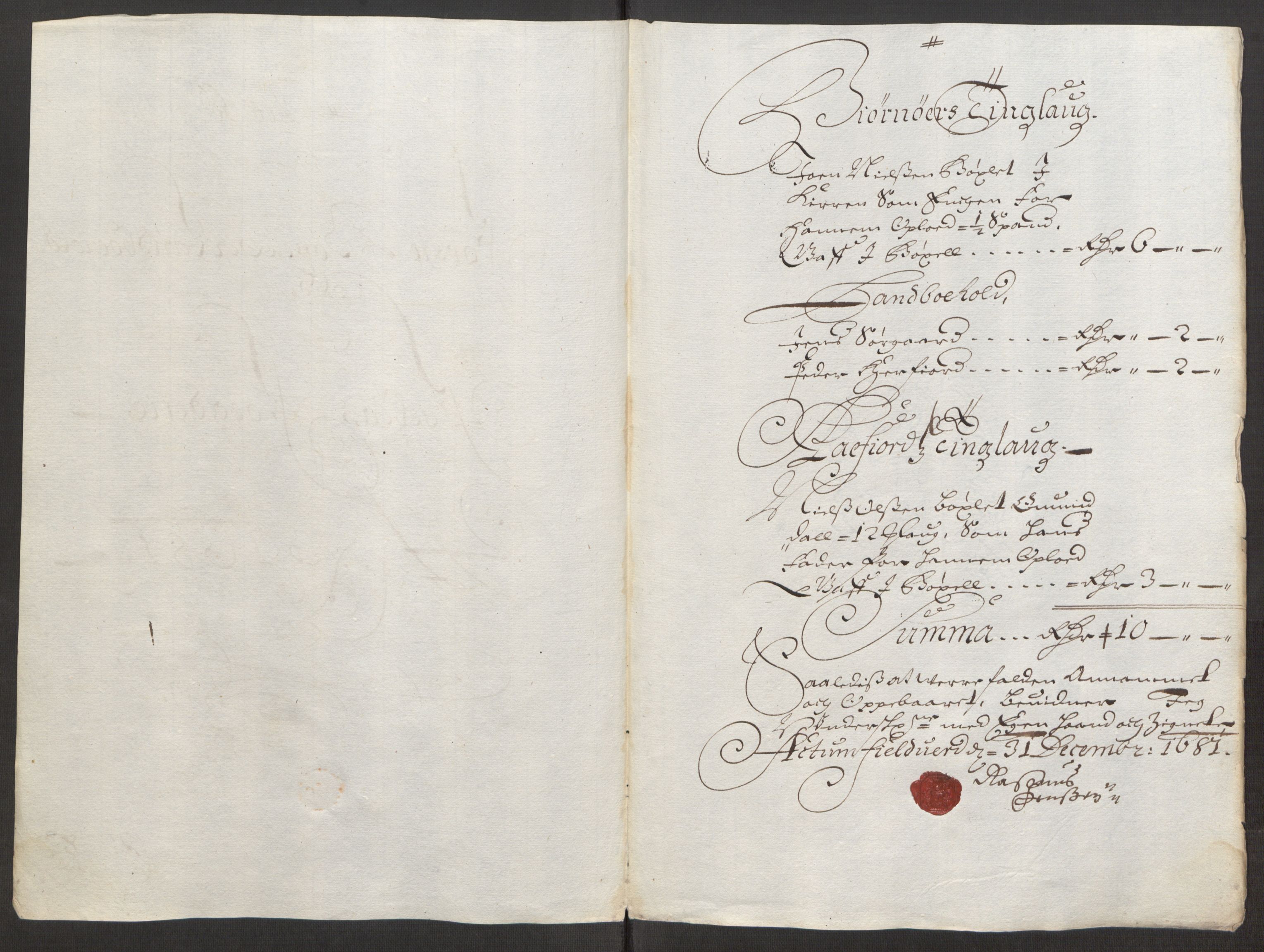 Rentekammeret inntil 1814, Reviderte regnskaper, Stiftamtstueregnskaper, Trondheim stiftamt og Nordland amt, AV/RA-EA-6044/R/Rf/L0064: Trondheim stiftamt, 1681