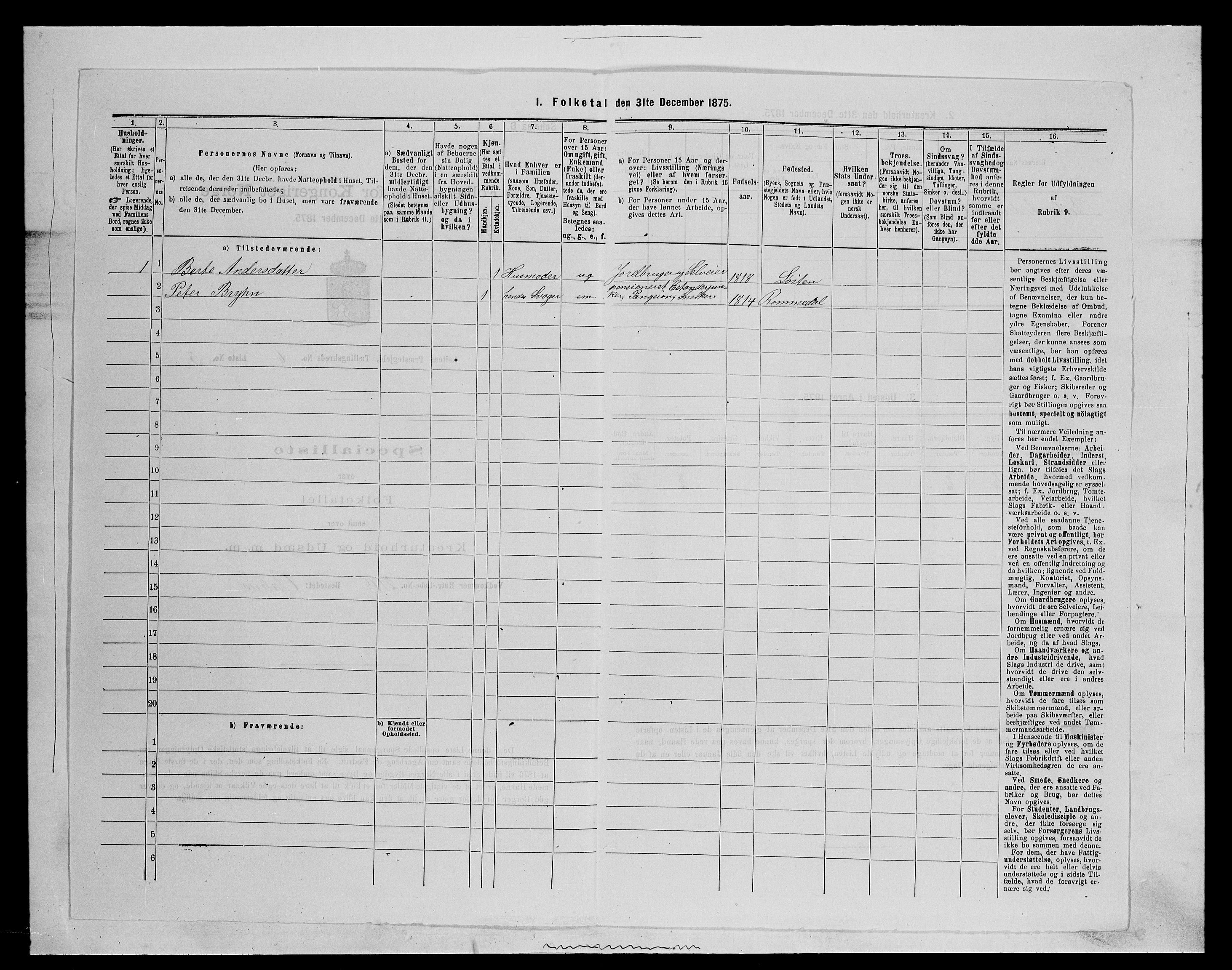 SAH, 1875 census for 0415P Løten, 1875, p. 1260