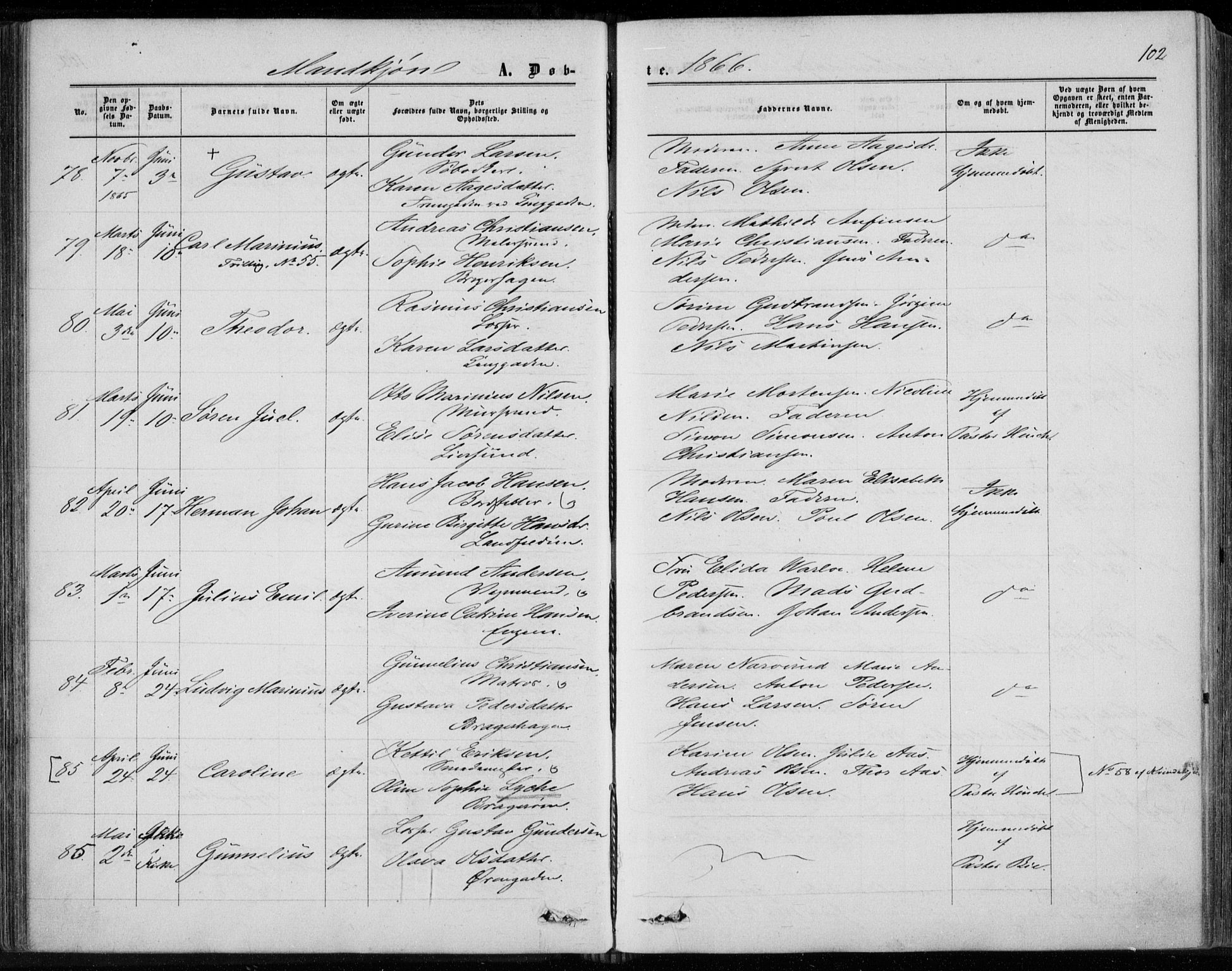 Bragernes kirkebøker, AV/SAKO-A-6/F/Fb/L0003: Parish register (official) no. II 3, 1860-1868, p. 102