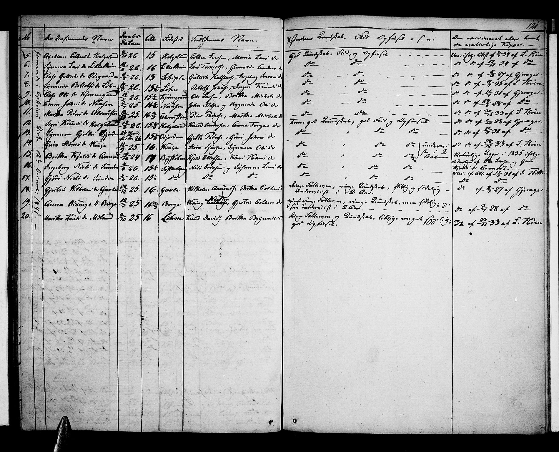 Voss sokneprestembete, SAB/A-79001: Curate's parish register no. A 1, 1821-1841, p. 121