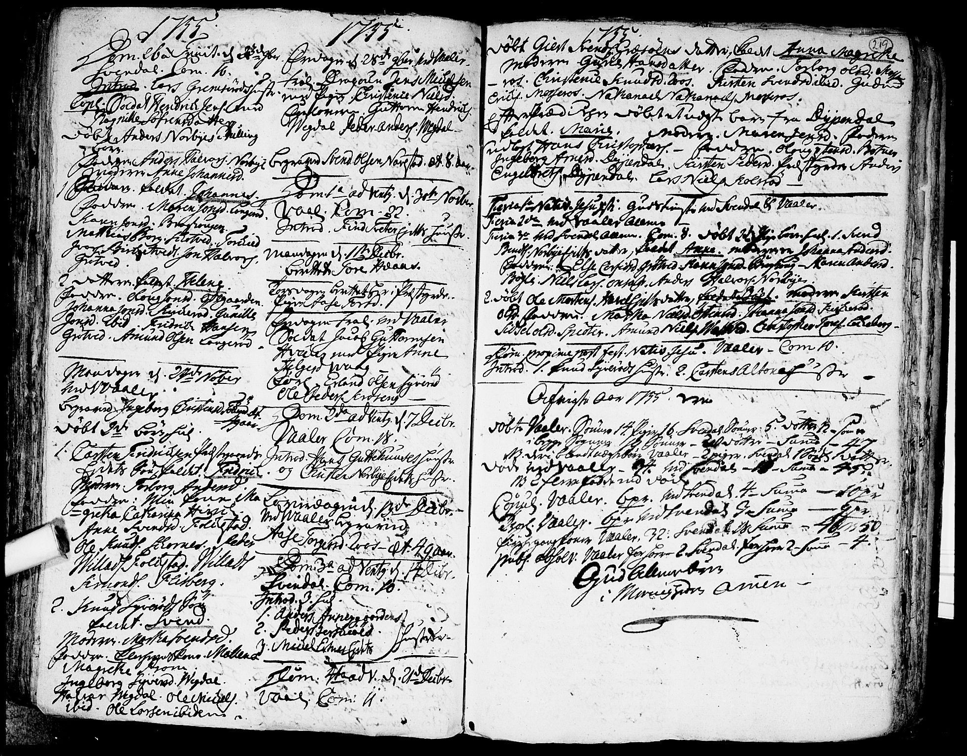 Våler prestekontor Kirkebøker, SAO/A-11083/F/Fa/L0003: Parish register (official) no. I 3, 1730-1770, p. 219