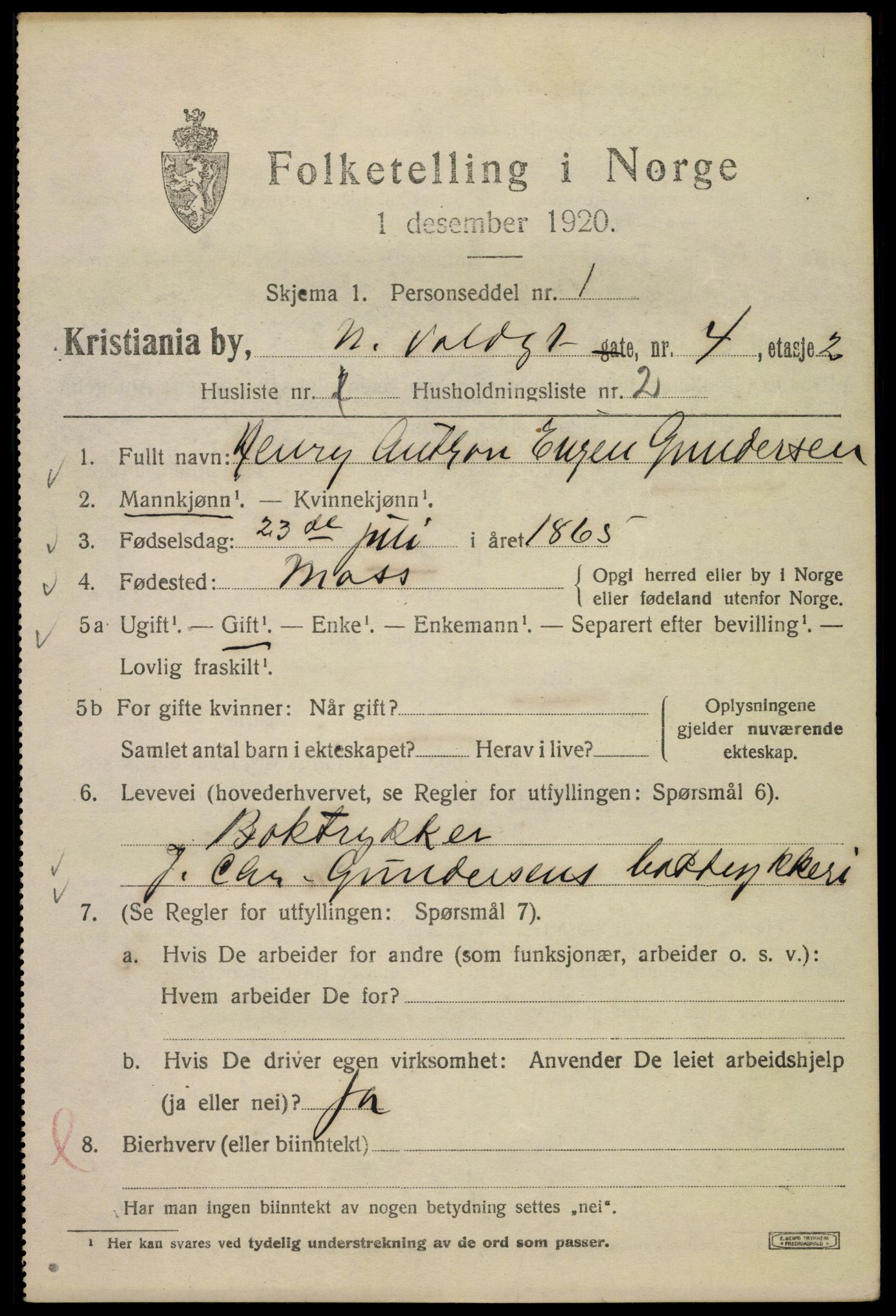 SAO, 1920 census for Kristiania, 1920, p. 410641