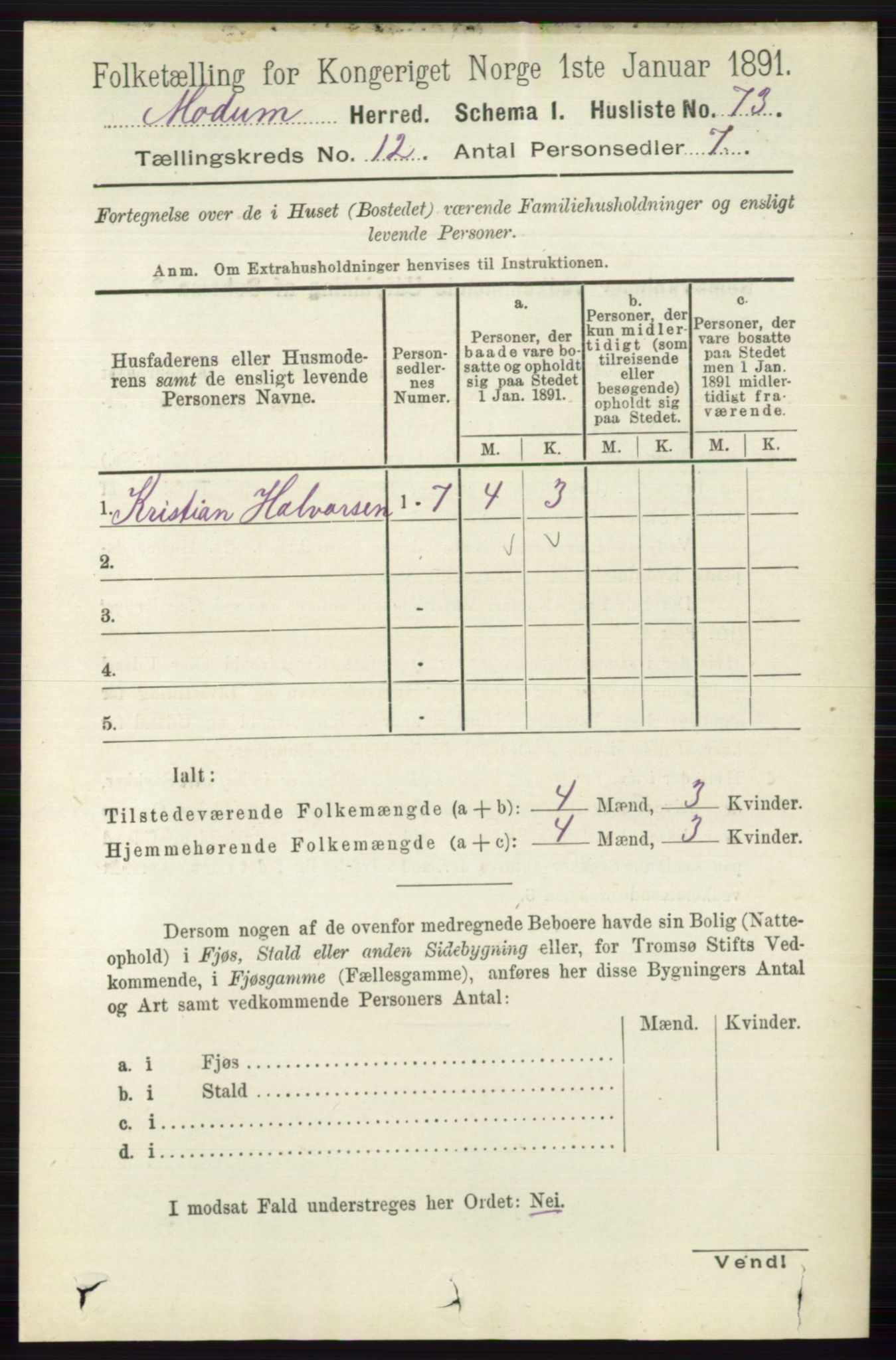 RA, 1891 census for 0623 Modum, 1891, p. 4448